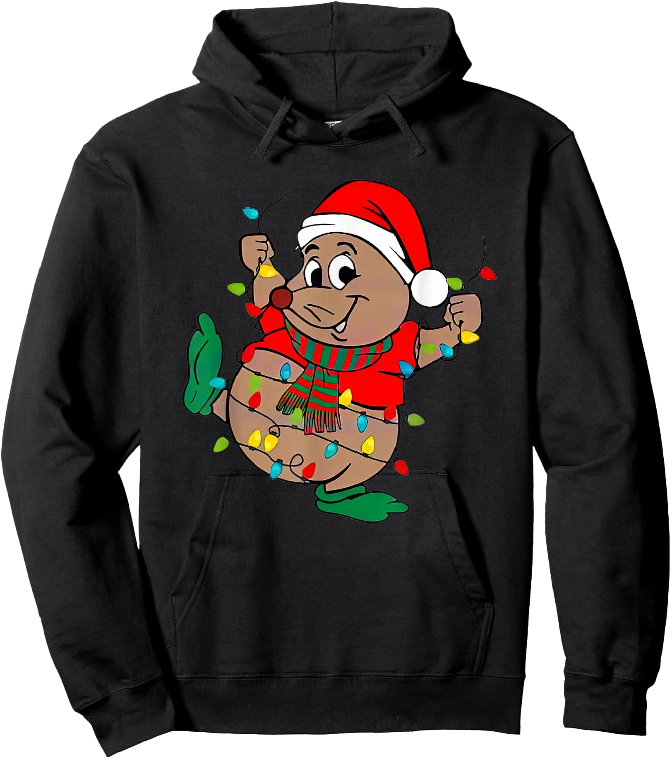 Cute Santa Gus Christmas Lights Hoodie - Hoodie | Black