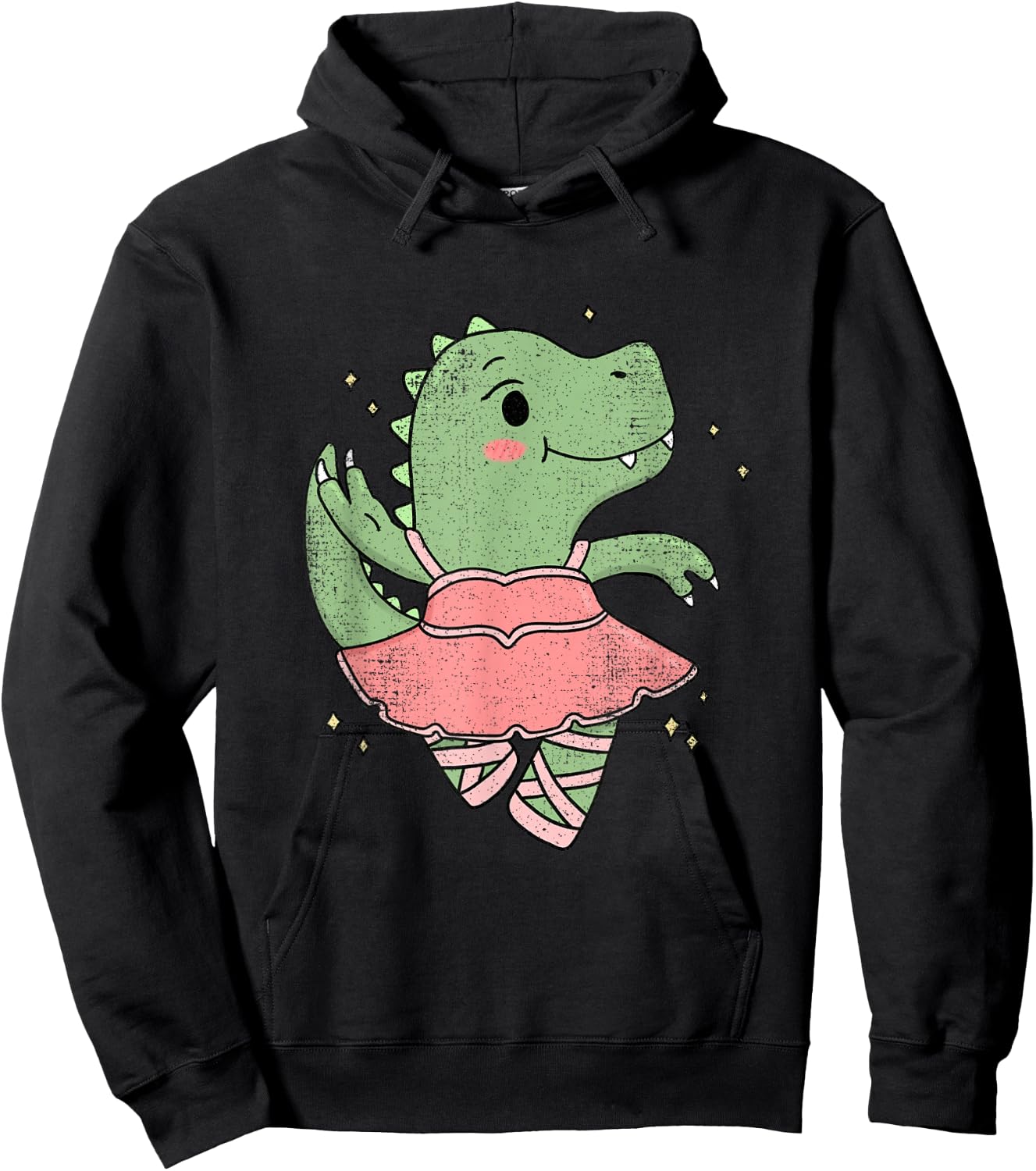 Dancing T-Rex Dinosaur Ballerina for Ballet Dancer Vintage Hoodie - Hoodie | Black