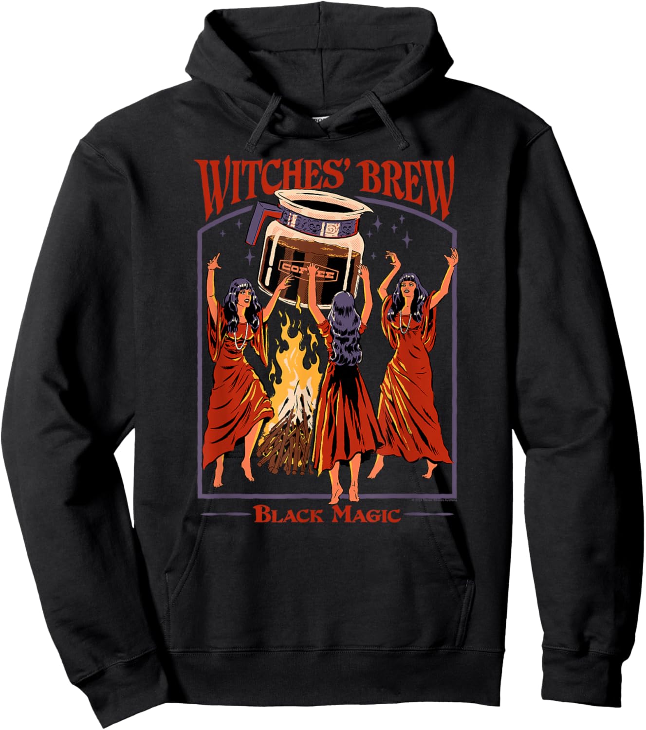 Steven Rhodes Witches' Brew Magic Coffee Retro Dark Humor Hoodie - Hoodie | Black