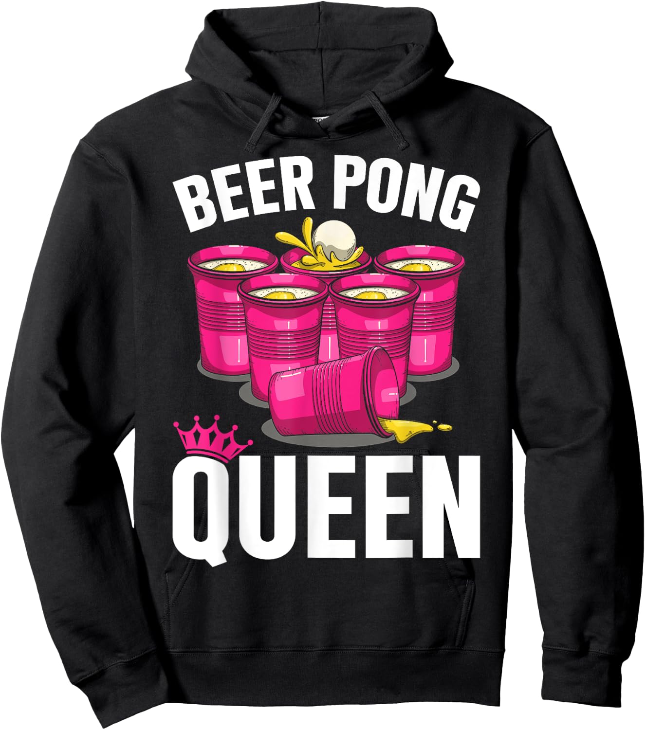 Beer Pong Queen Beer Pong Girl Player Drinking Game Hoodie - Hoodie | Black
