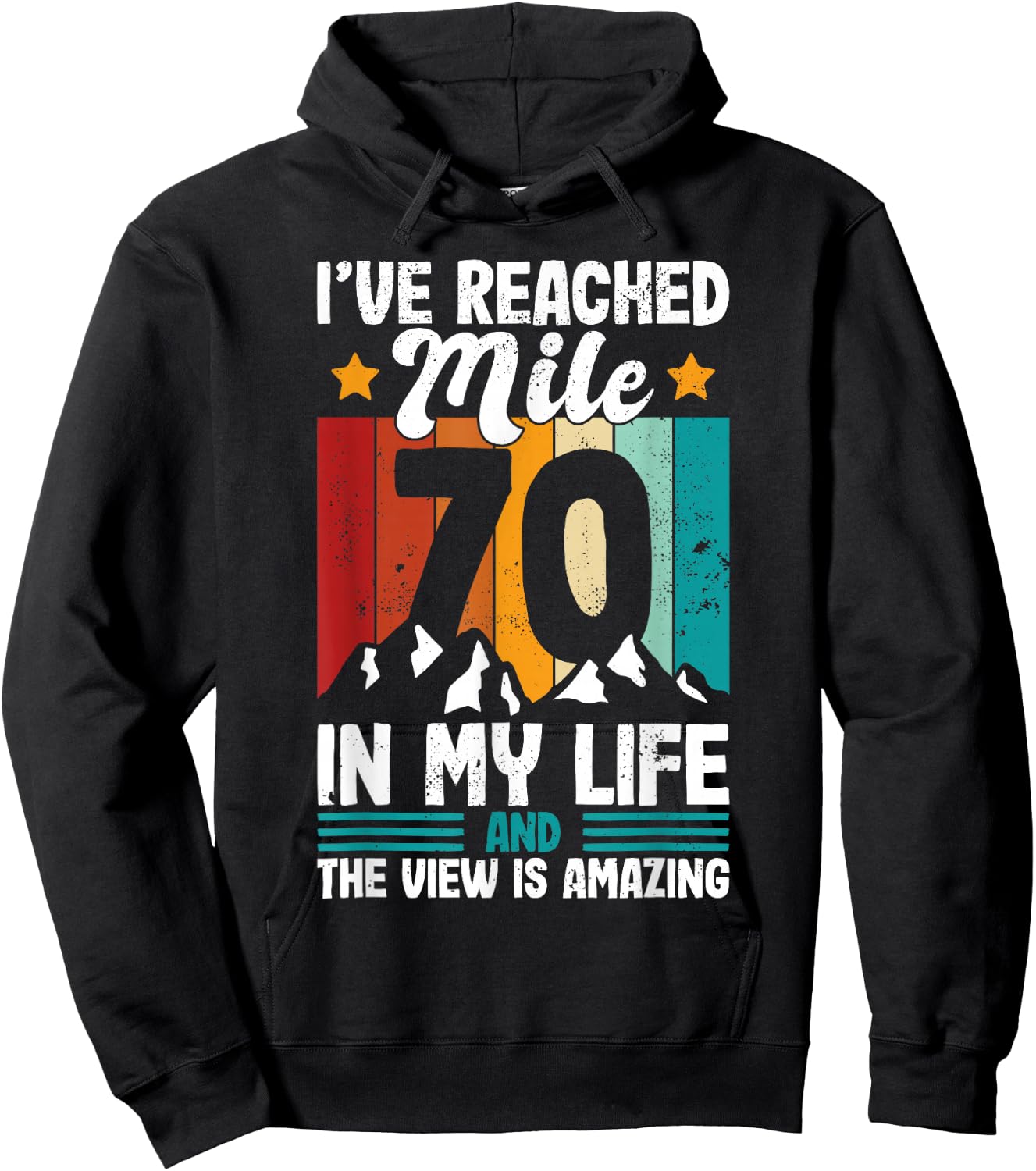 70th Birthday hiking age 70 seventy years old design Hoodie - Hoodie | Black