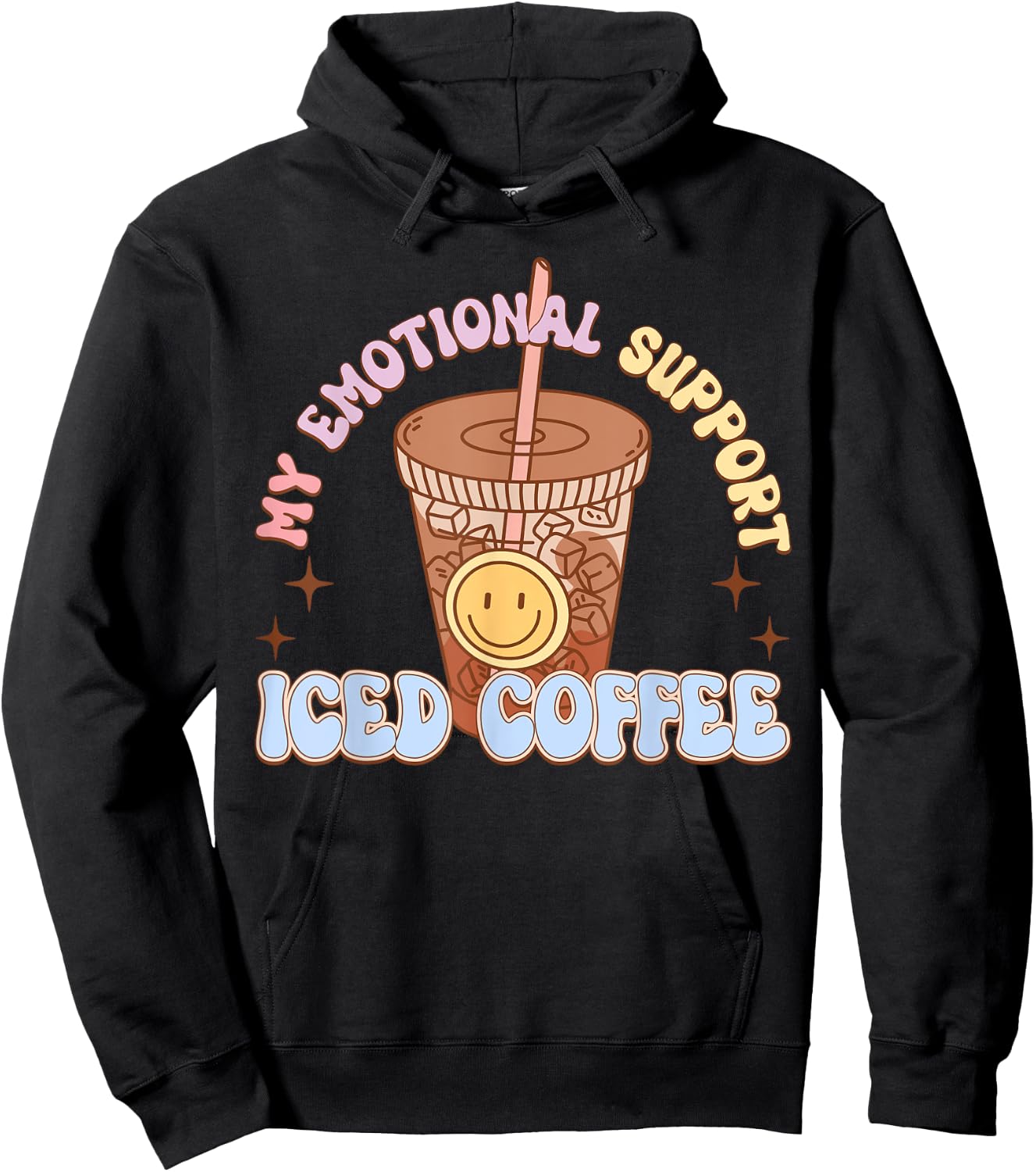 My Emotional Support Iced Coffee Mental Health Matters Hoodie - Hoodie | Black