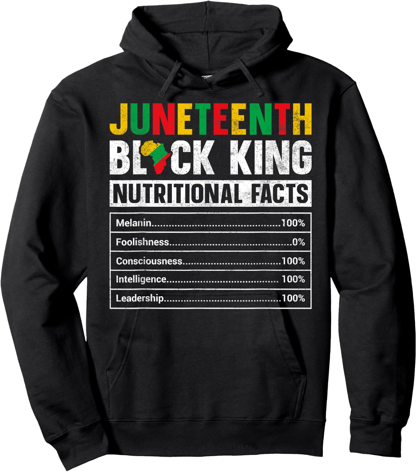 Juneteenth Black King Nutritional Facts Melanin Men Father Hoodie - Hoodie | Black