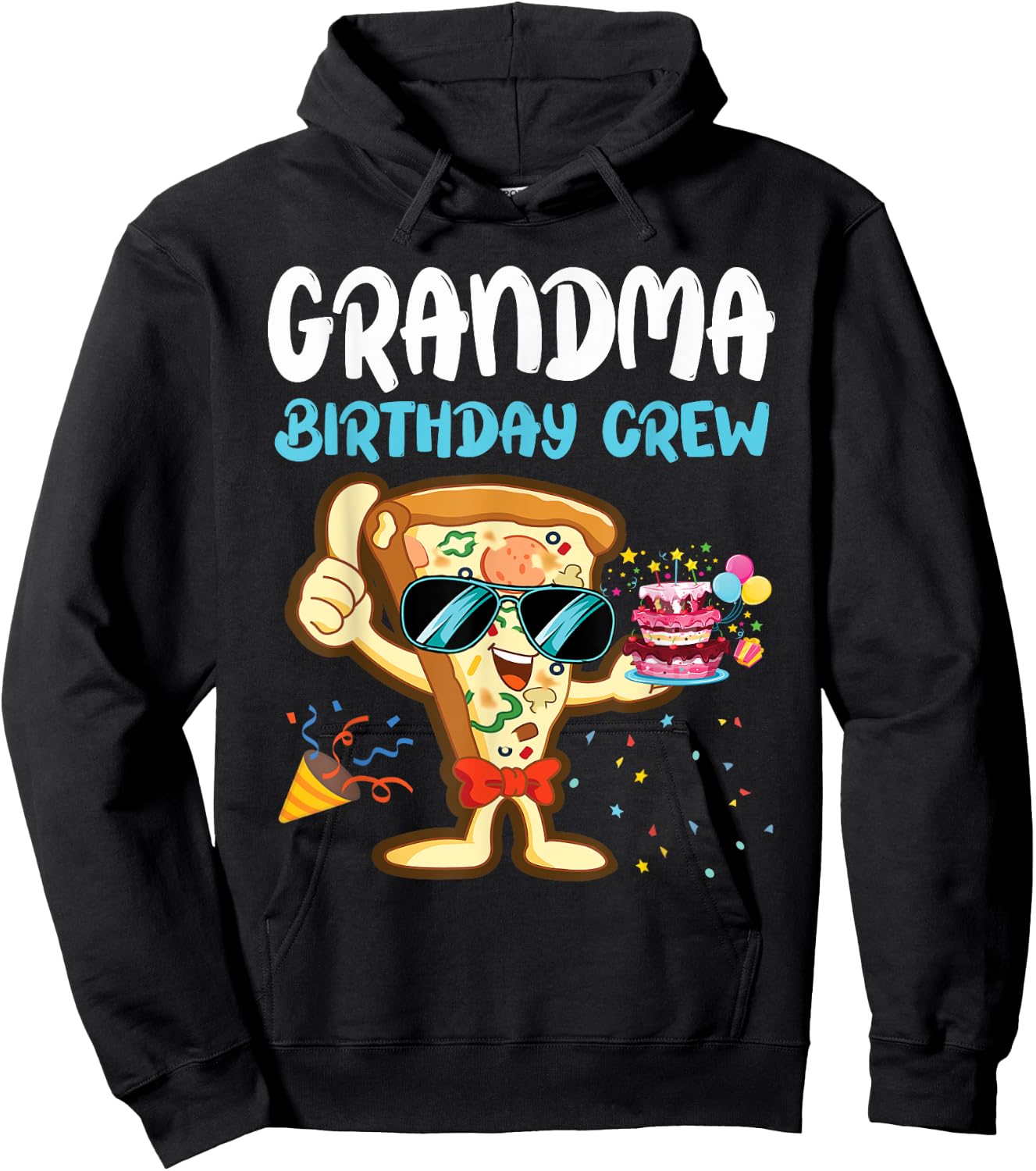 Grandma Birthday Crew Pizza Lover Party Boys Kid Girls Theme Hoodie - Hoodie | Black