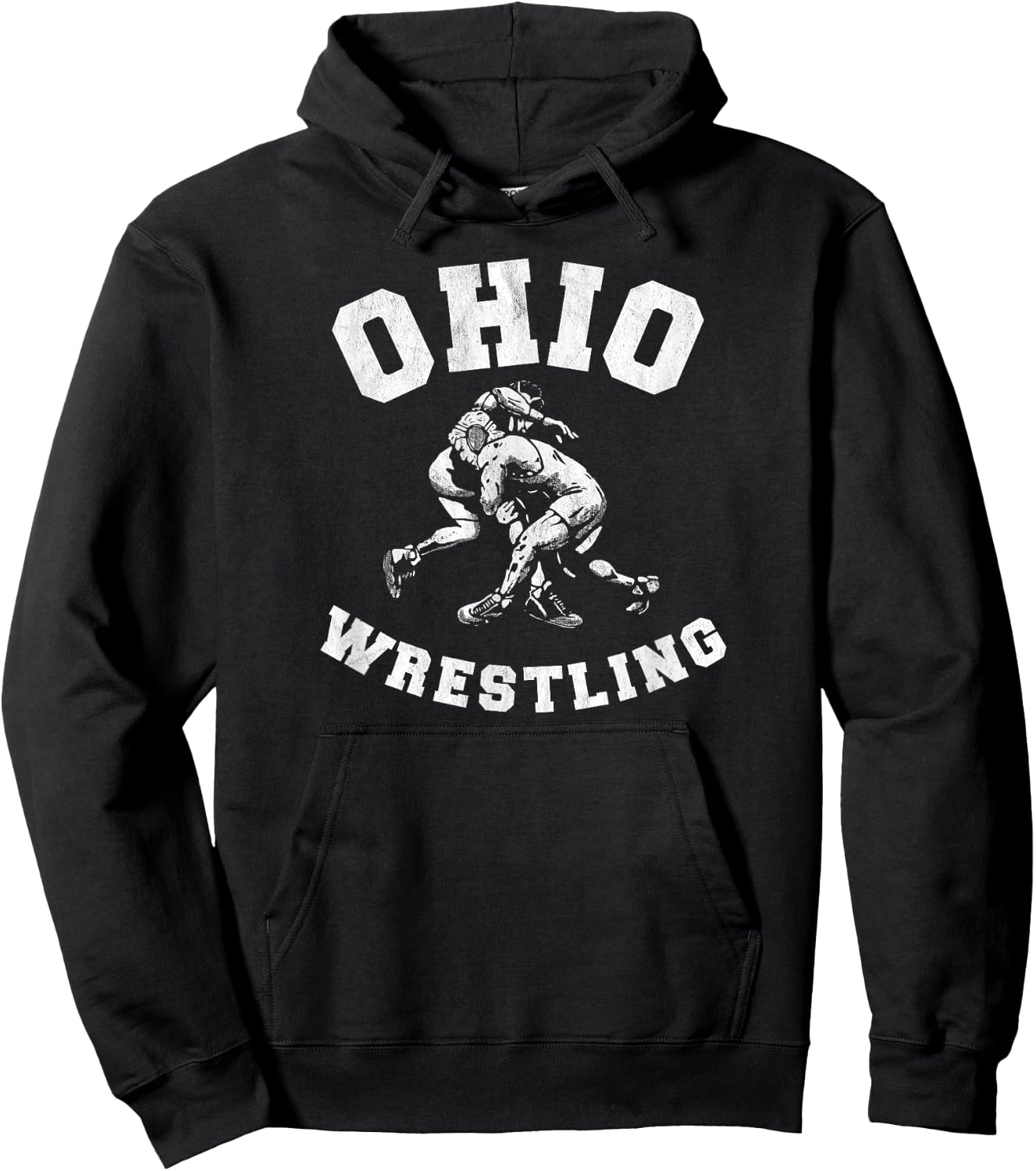 Ohio Wrestling 80s Distressed Retro Freestyle Wrestlers Hoodie - Hoodie | Black