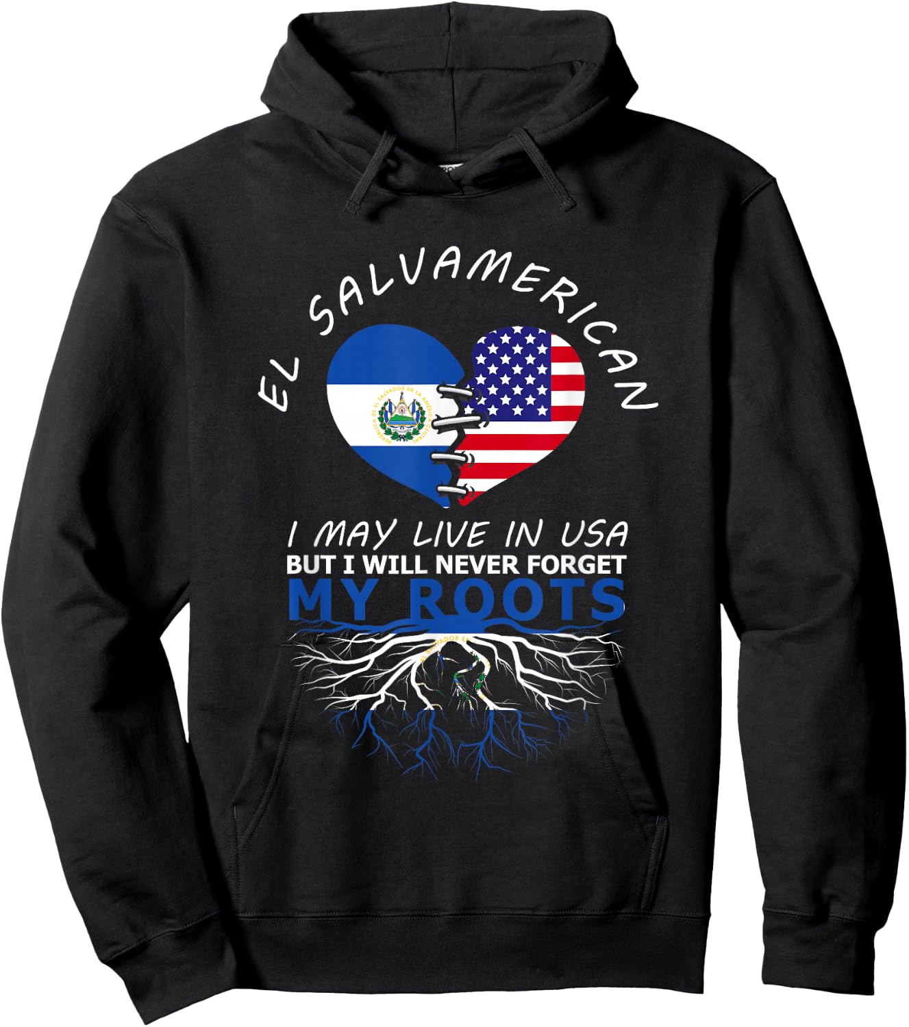 El Salvador USA Proud of Both Countries El Salvamerican Hoodie - Hoodie | Black