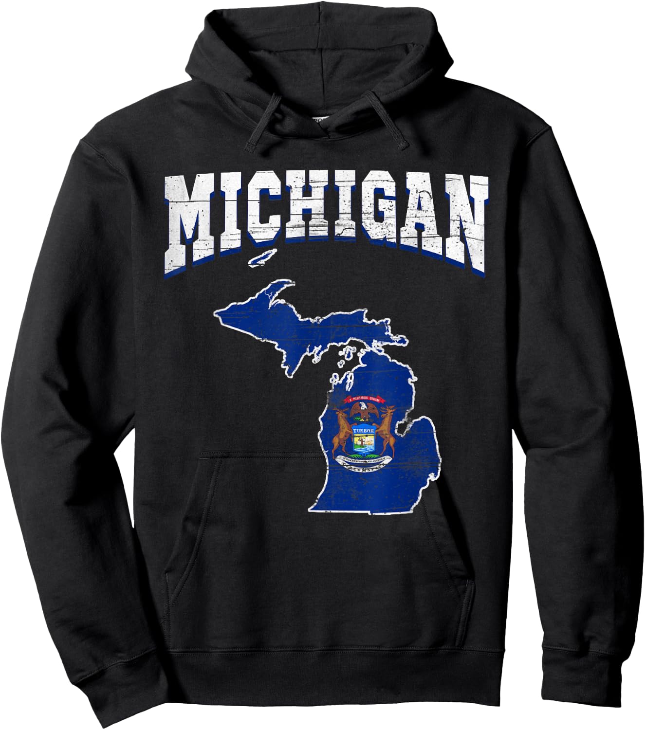 US Citizen Proud America State Flag Land Map Michigan Hoodie - Hoodie | Black