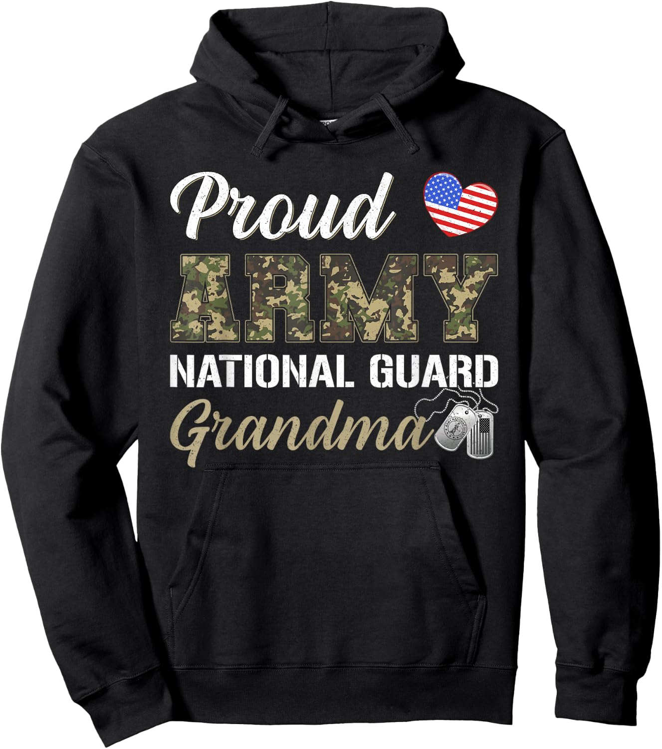 Proud Army National Guard Grandma Military Pride Costume Hoodie - Hoodie | Black