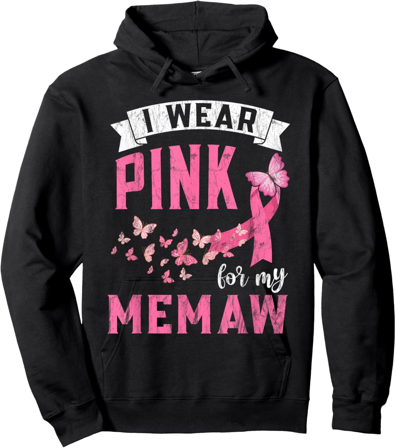 I Wear Pink For My Memaw Breast Cancer Awareness Month Hoodie - Hoodie | Black