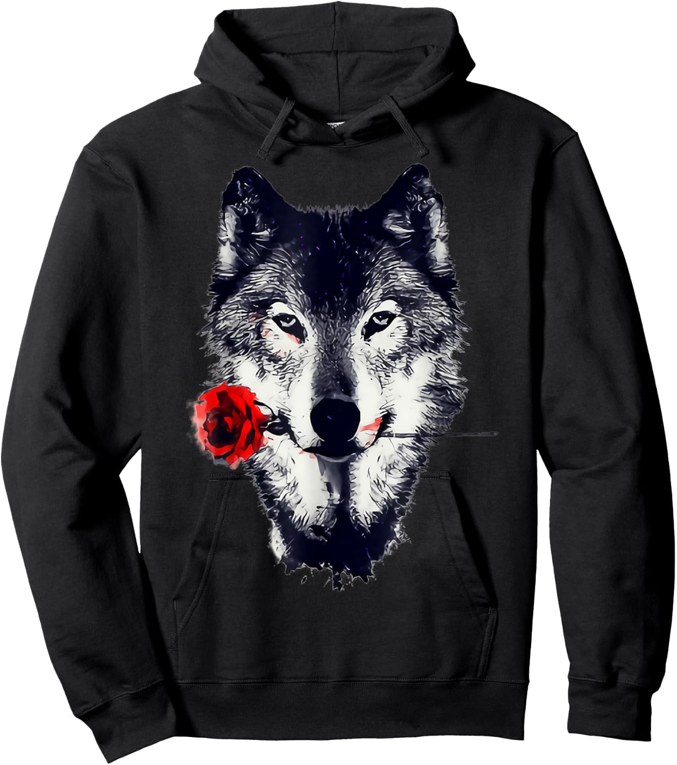 Wolf Rose Art Gift Hoodie - Hoodie | Black