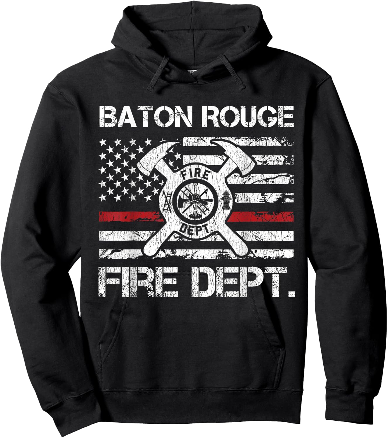 Baton Rouge Louisiana Fire Department Thin Red Line Logo Hoodie - Hoodie | Black