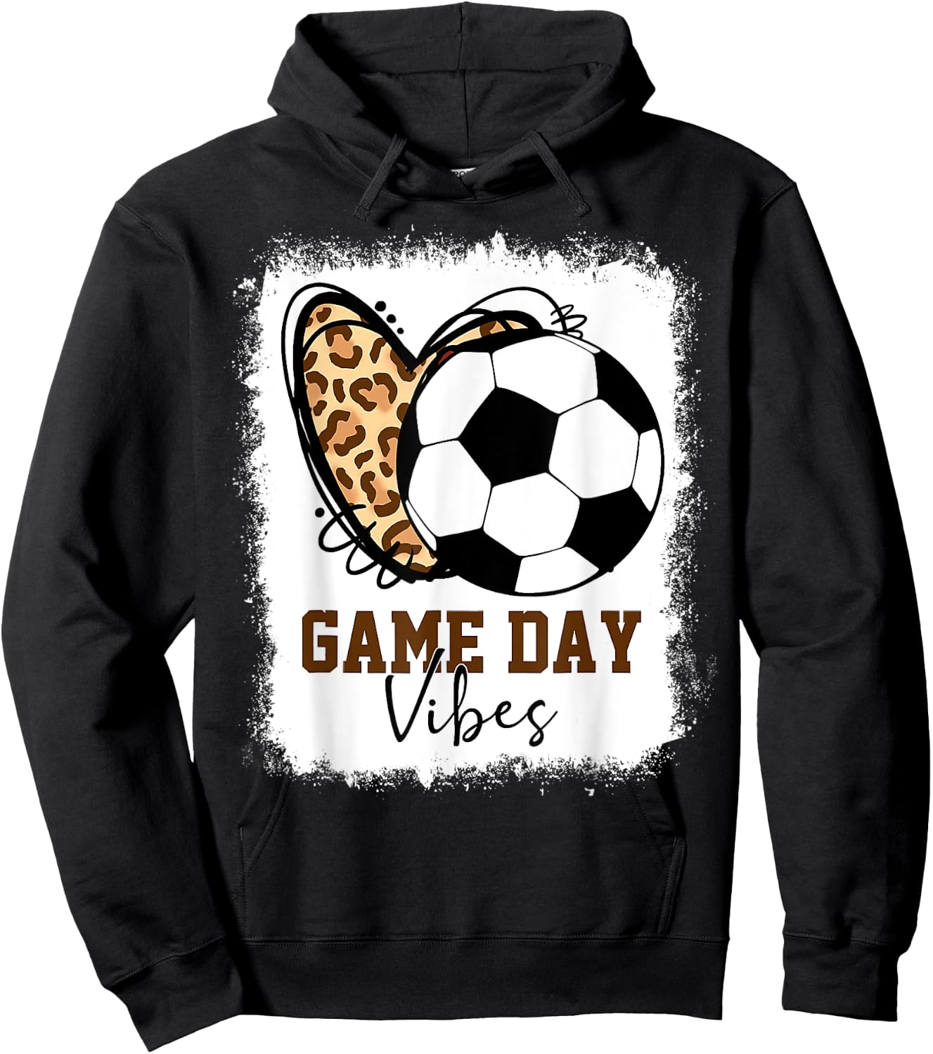 Bleached Soccer Game Day Vibes Soccer Mom Game Day Season Hoodie - Hoodie | Black