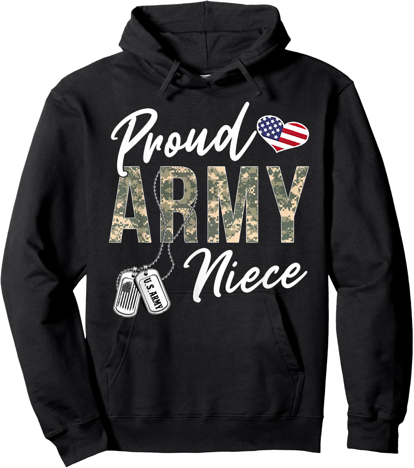Proud Army Niece Army Graduation Niece US Army Niece Gifts Hoodie - Hoodie | Black