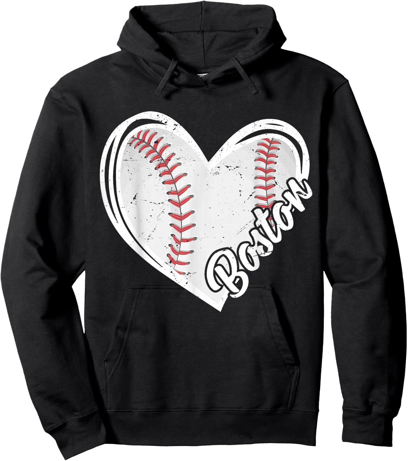 Boston Vintage Baseball Fans Men Women Boys Baseball Heart Hoodie - Hoodie | Black