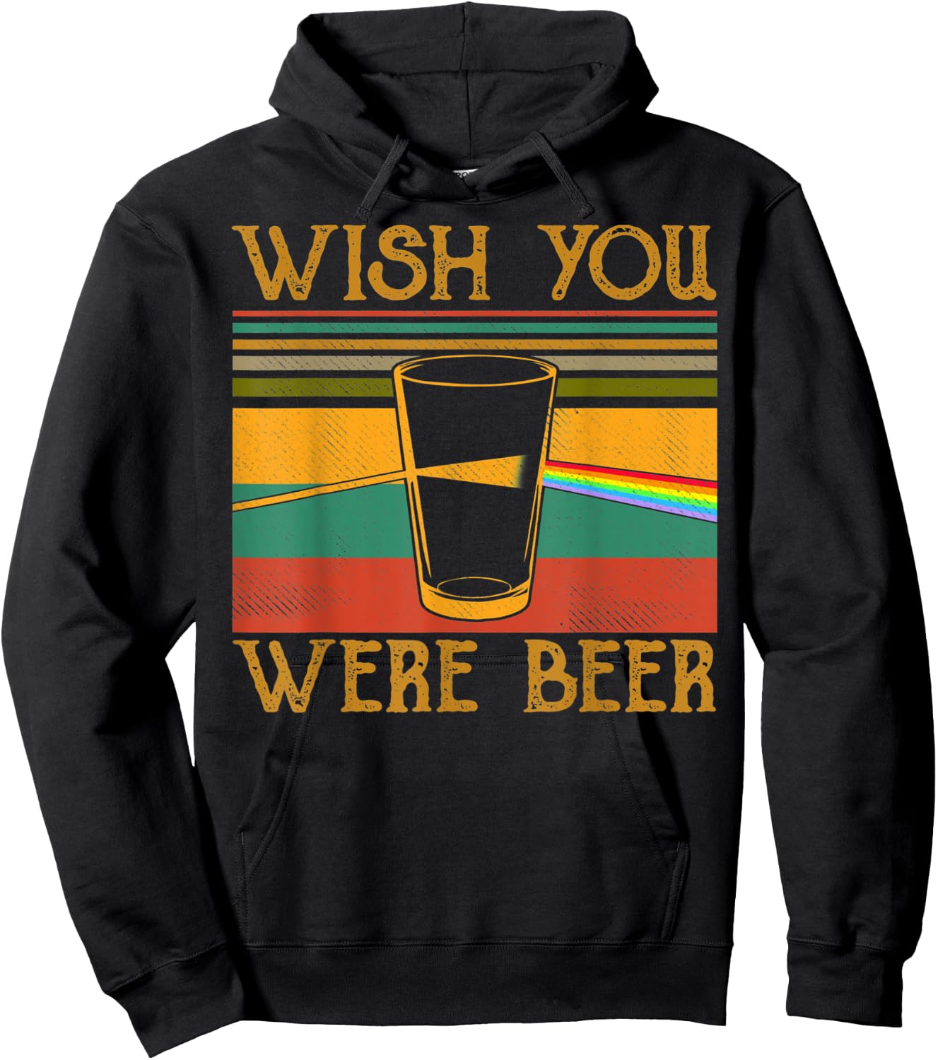Wish You Were Beer Vintage Retro Funny Hoodie - Hoodie | Black