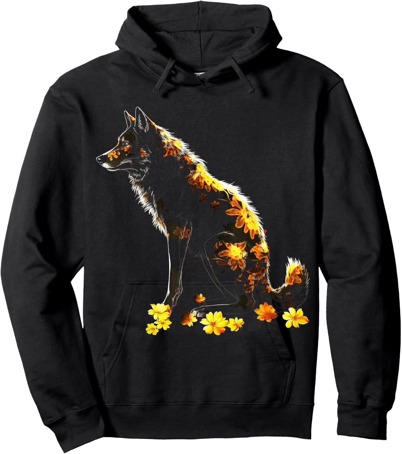 Wolf Lover Artwork | Animal Motif Wolf Hoodie - Hoodie | Black