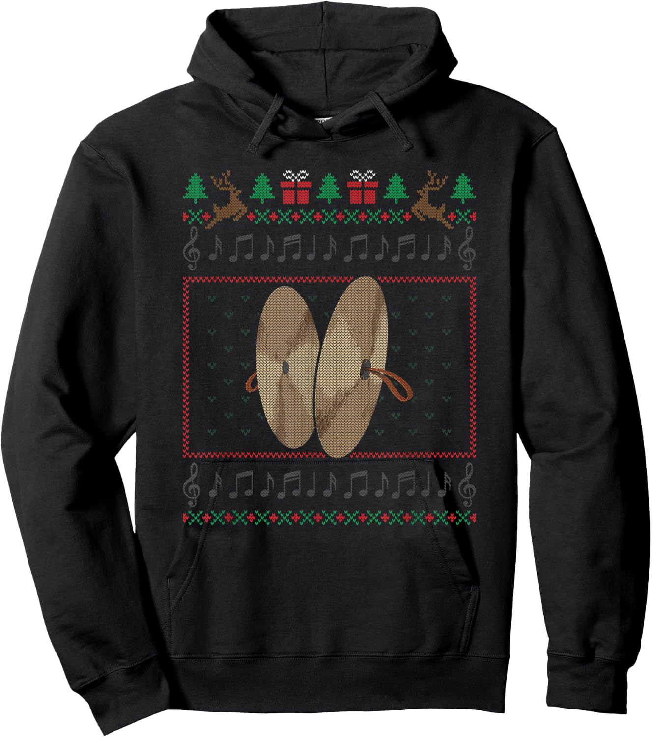 All I Want For Christmas Is A Cymbal Musician Ugly Sweater Hoodie - Hoodie | Black