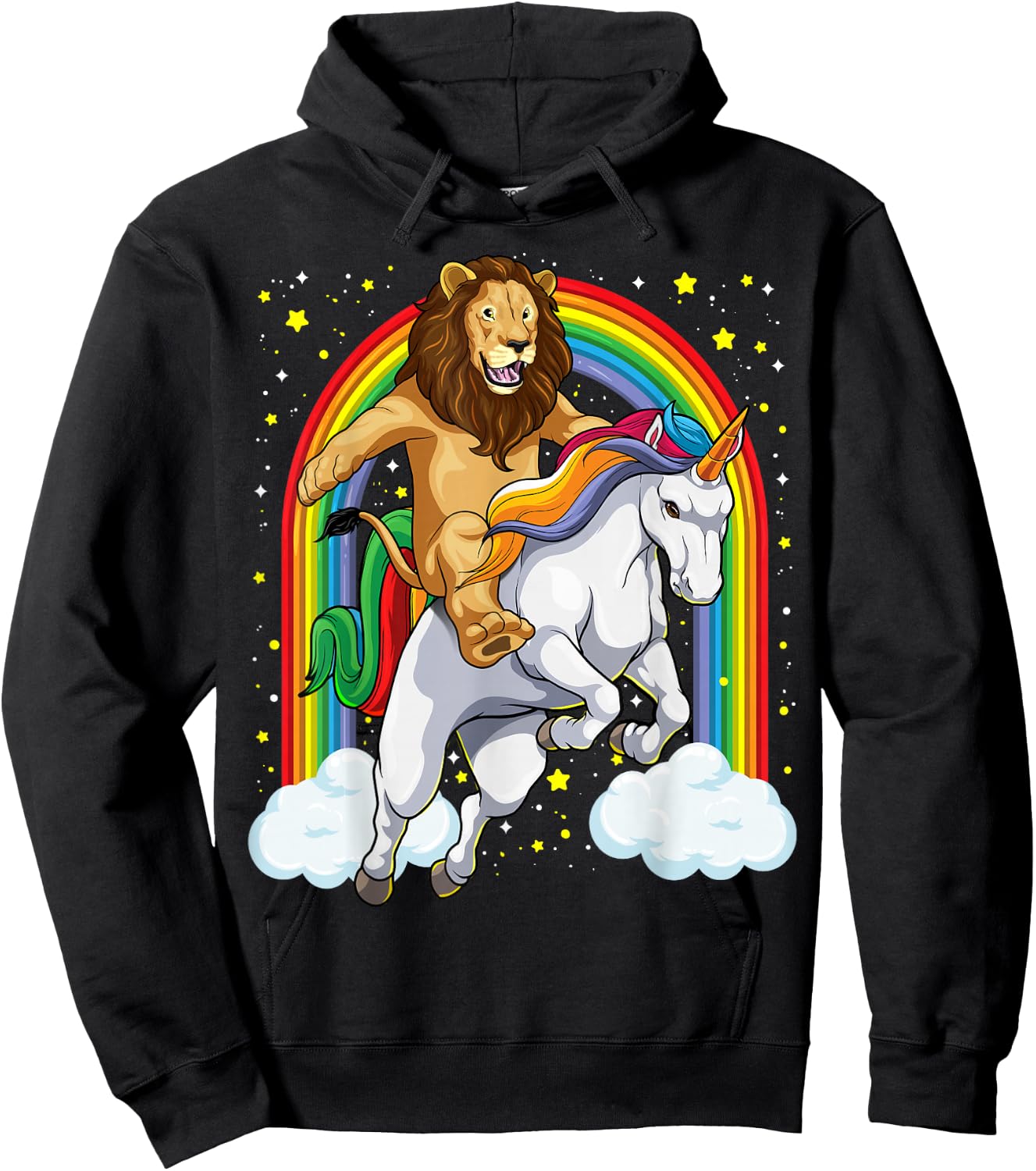 Lion Riding Unicorn Funny And Magical Lion Unicorn Hoodie - Hoodie | Black