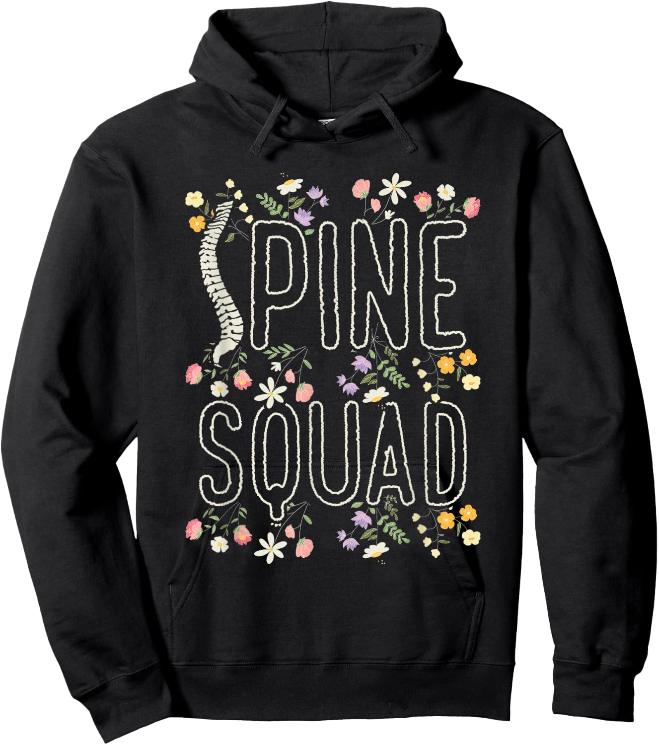 Orthopedic Nurse Floral Orthopedic Spine Squad Hoodie - Hoodie | Black