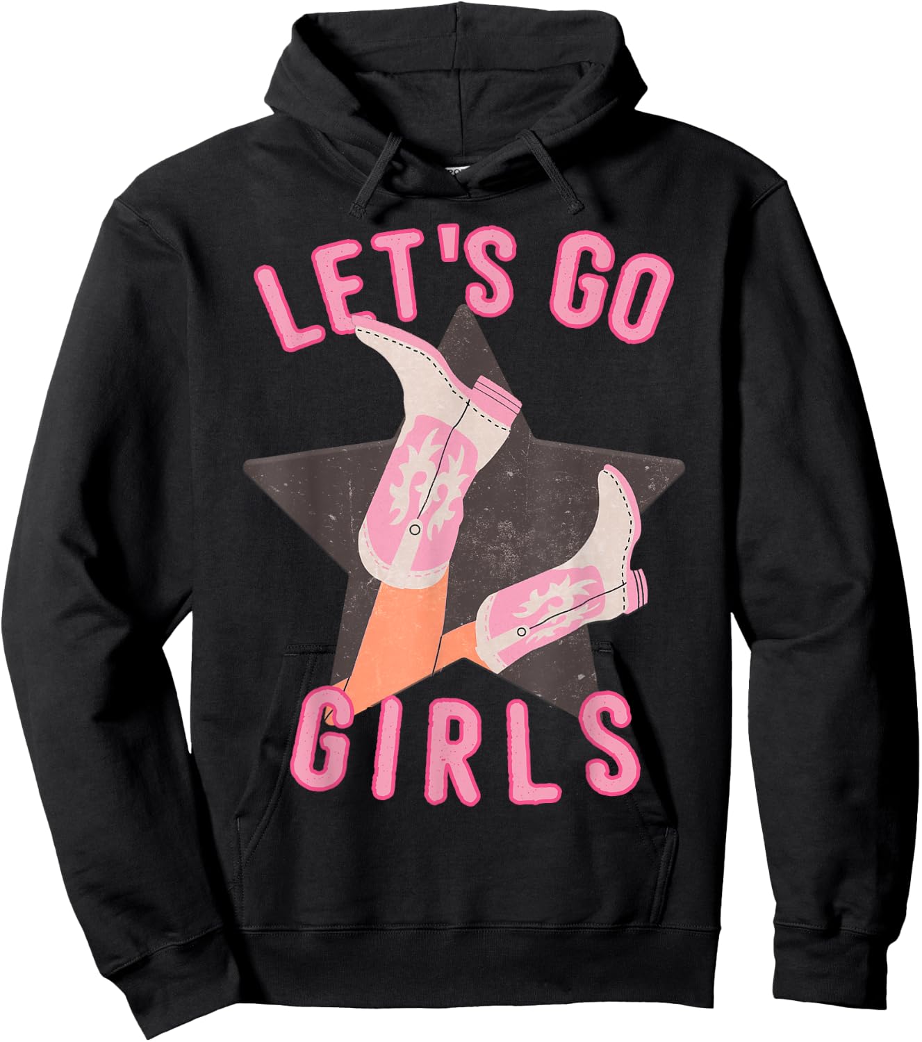 Western Let's Go Girls Bridal Bachelorette Party Matching Hoodie - Hoodie | Black