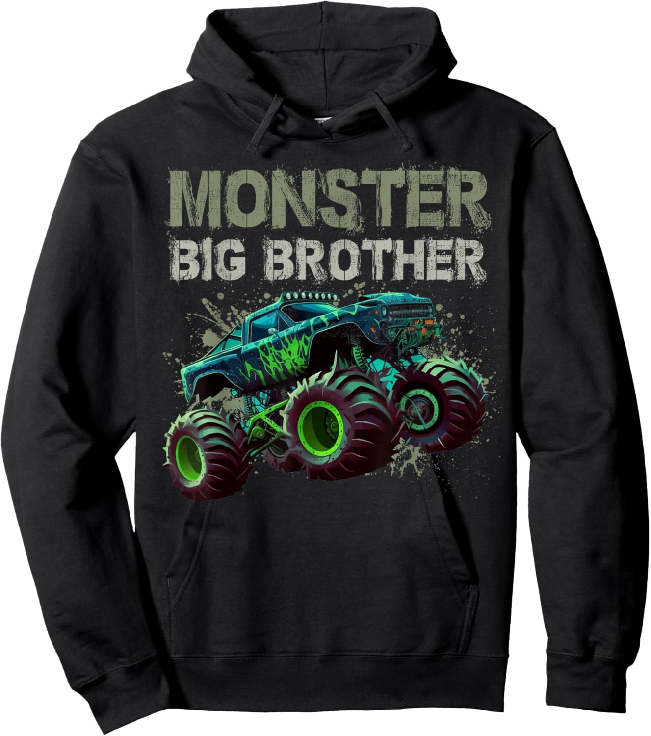 Monster Truck Big Brother Family Matching Truck Lovers Gift Hoodie - Hoodie | Black