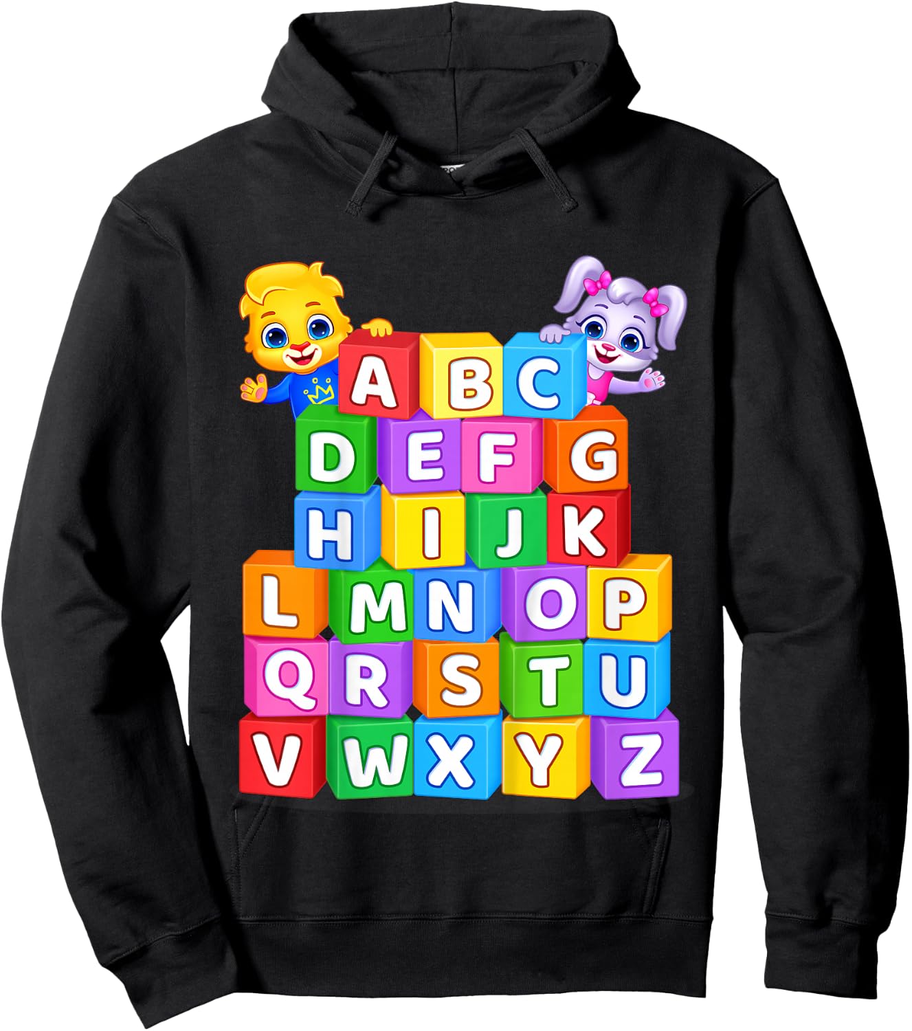 Colorful Alphabet Letters A to Z for Kids by Lucas & Friends Hoodie - Hoodie | Black