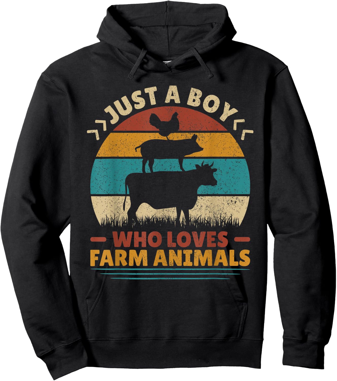 Just A Boy Who Loves Farm Animals Lover Funny Men Farmer Boy Hoodie - Hoodie | Black