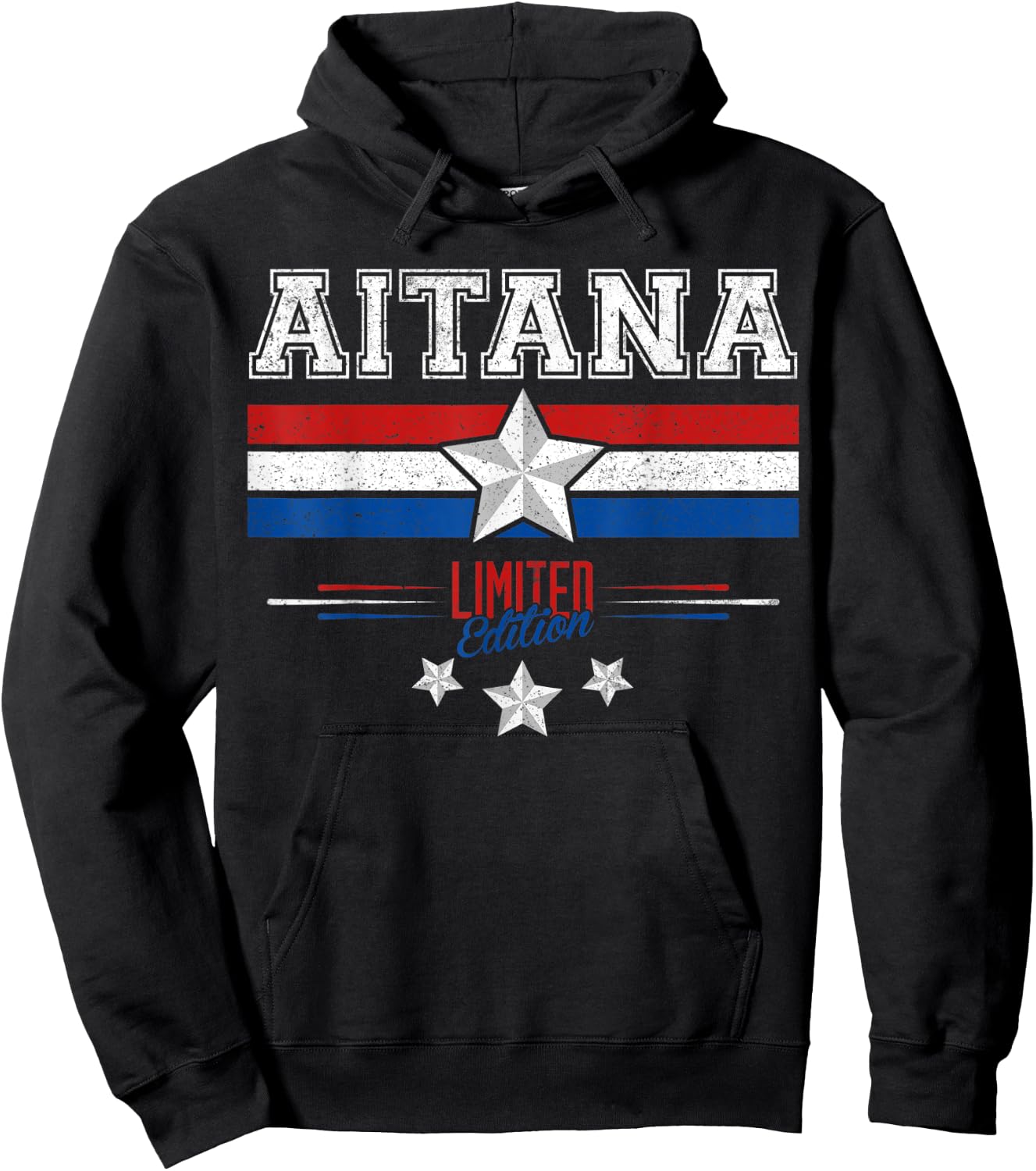 Aitana USA Flag Aitana Name Birthday Shirt Gift Hoodie - Hoodie | Black