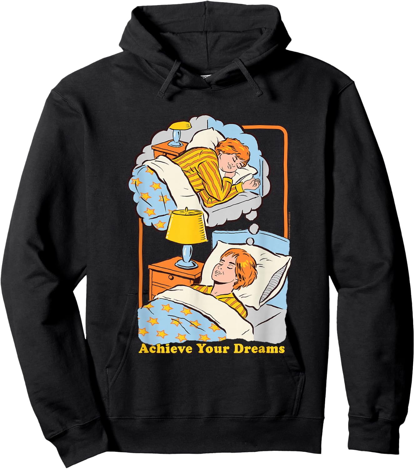 Steven Rhodes Achieve your Dreams Sleepy Retro Dark Humor Hoodie - Hoodie | Black