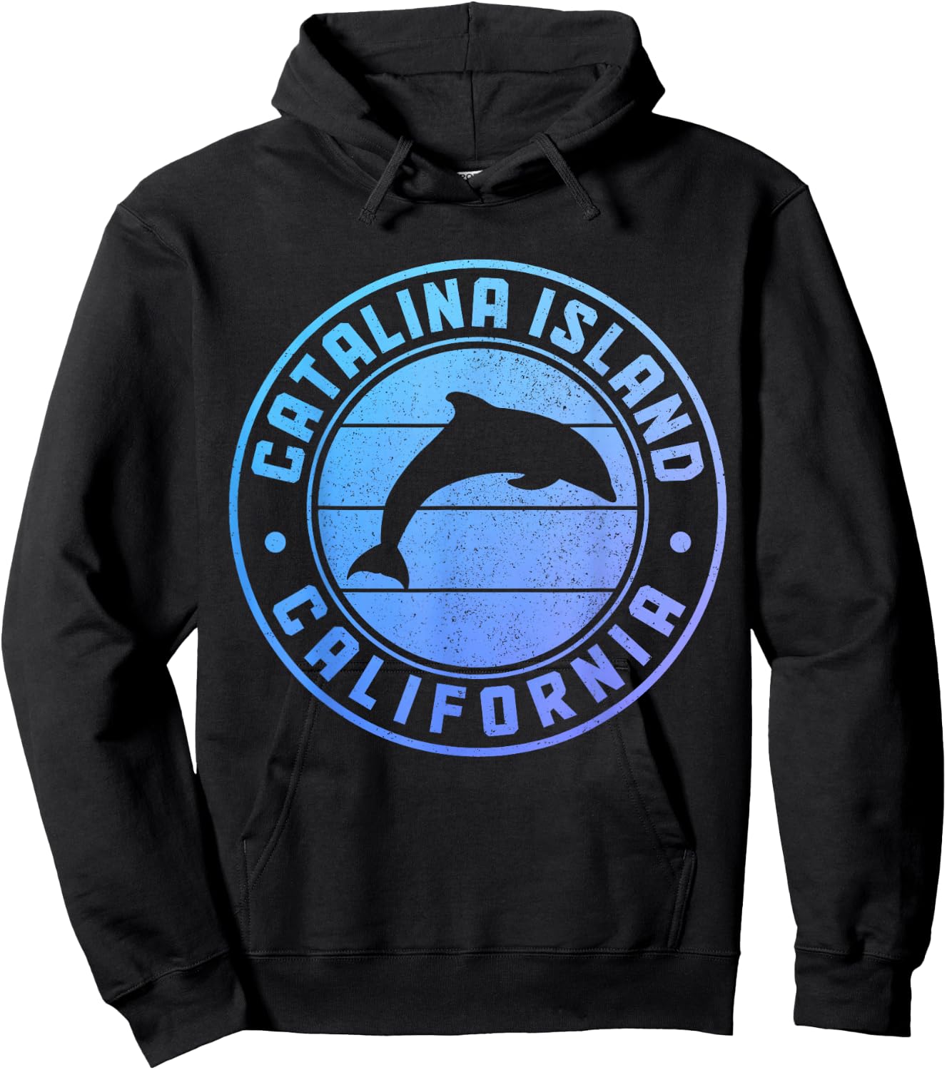 Catalina Island Dolphin Vintage California Hoodie - Hoodie | Black