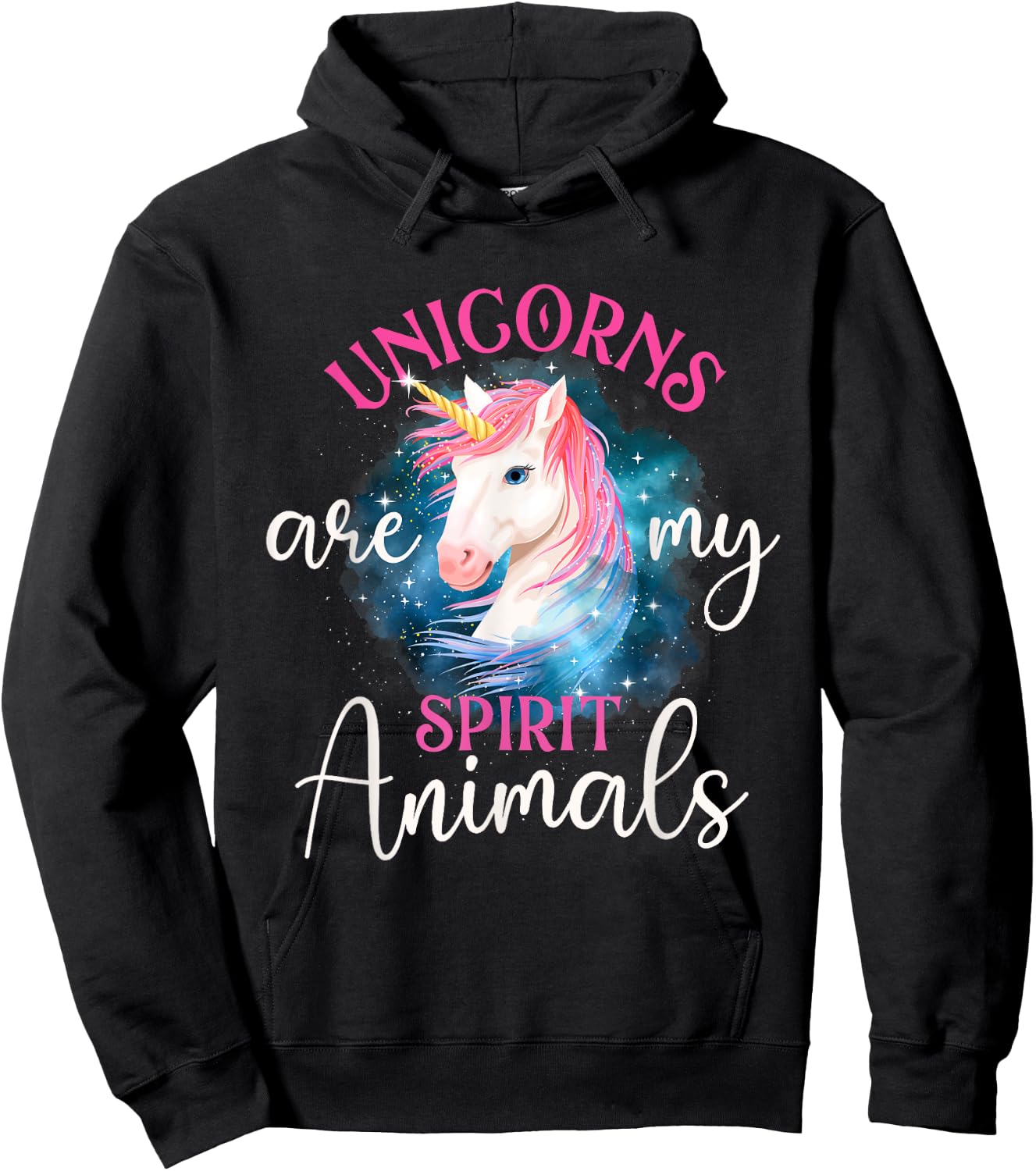 Unicorns Are My Spirit Animals - Rainbow Unicorn Hoodie - Hoodie | Black