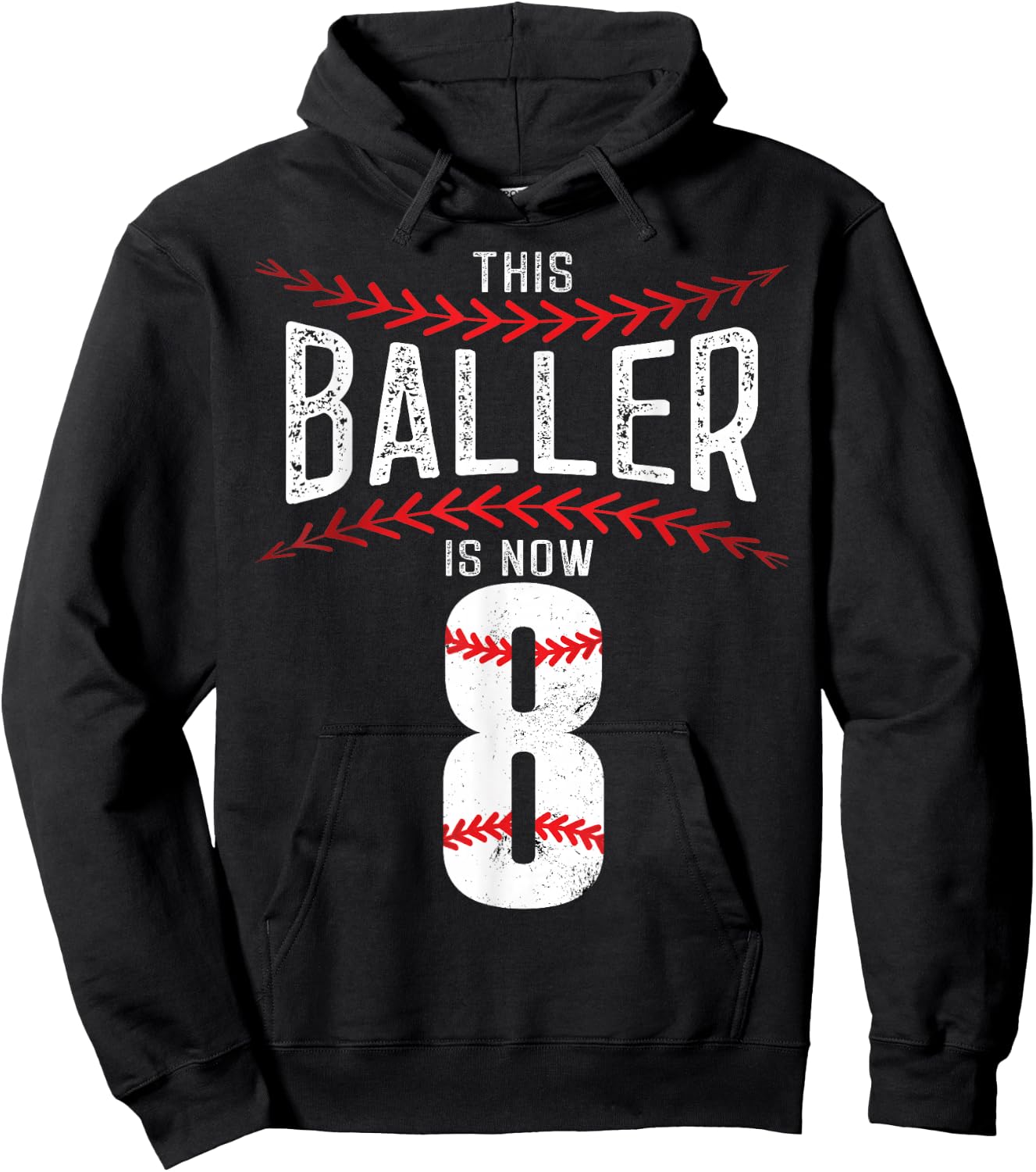 This Baller is now 8 Boy Baseball Birthday Party Hoodie - Hoodie | Black