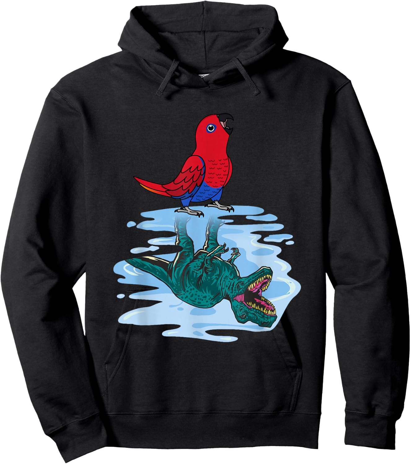 Parrot & T Rex Reflection I Female Eclectus Hoodie - Hoodie | Black