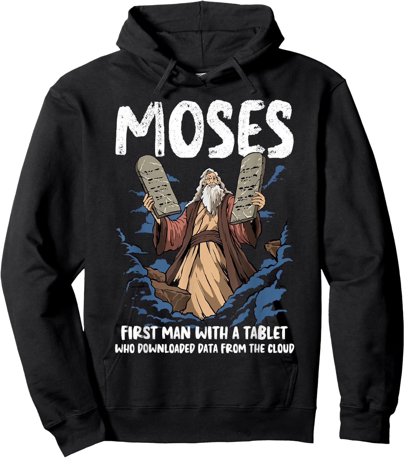 Funny Moses Shirt Christian Humor Bible Gospel Data Cloud Hoodie - Hoodie | Black