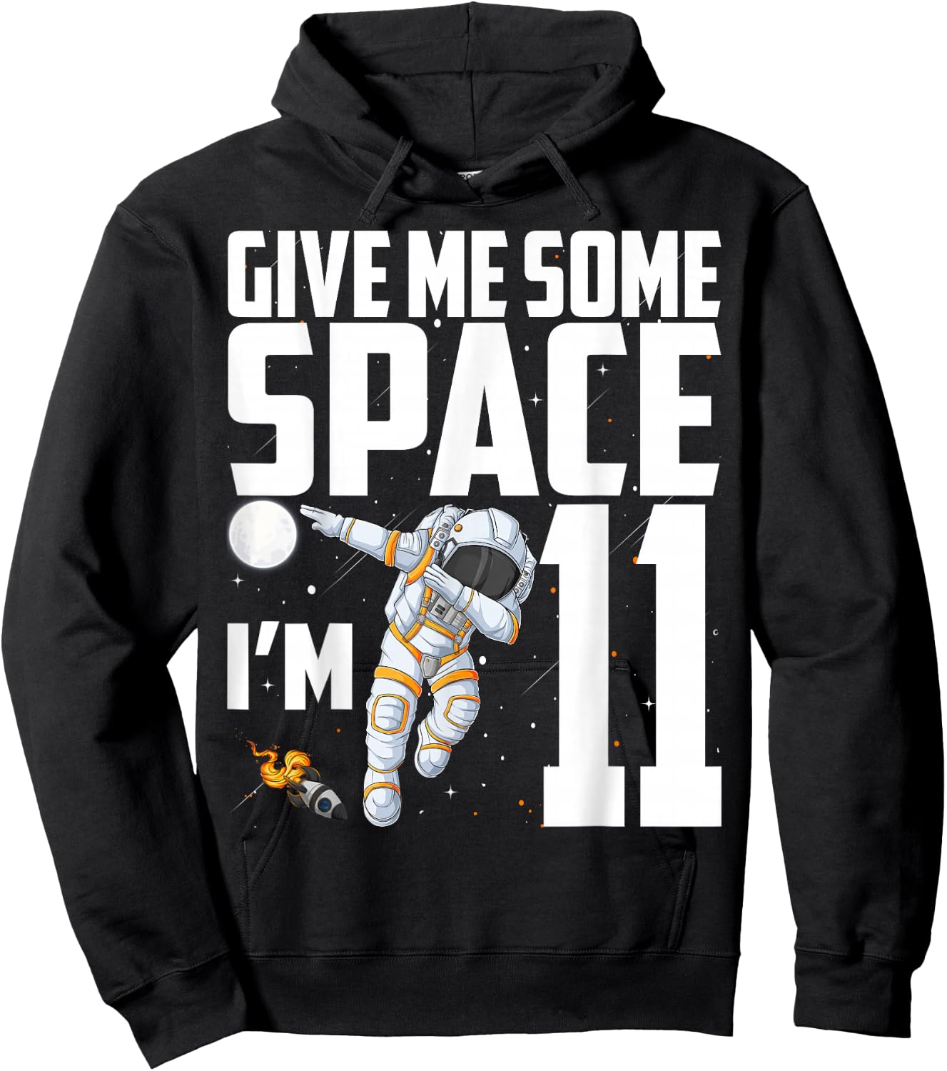 11 Year Old Outer Space 11th Birthday Astronaut Planets Hoodie - Hoodie | Black