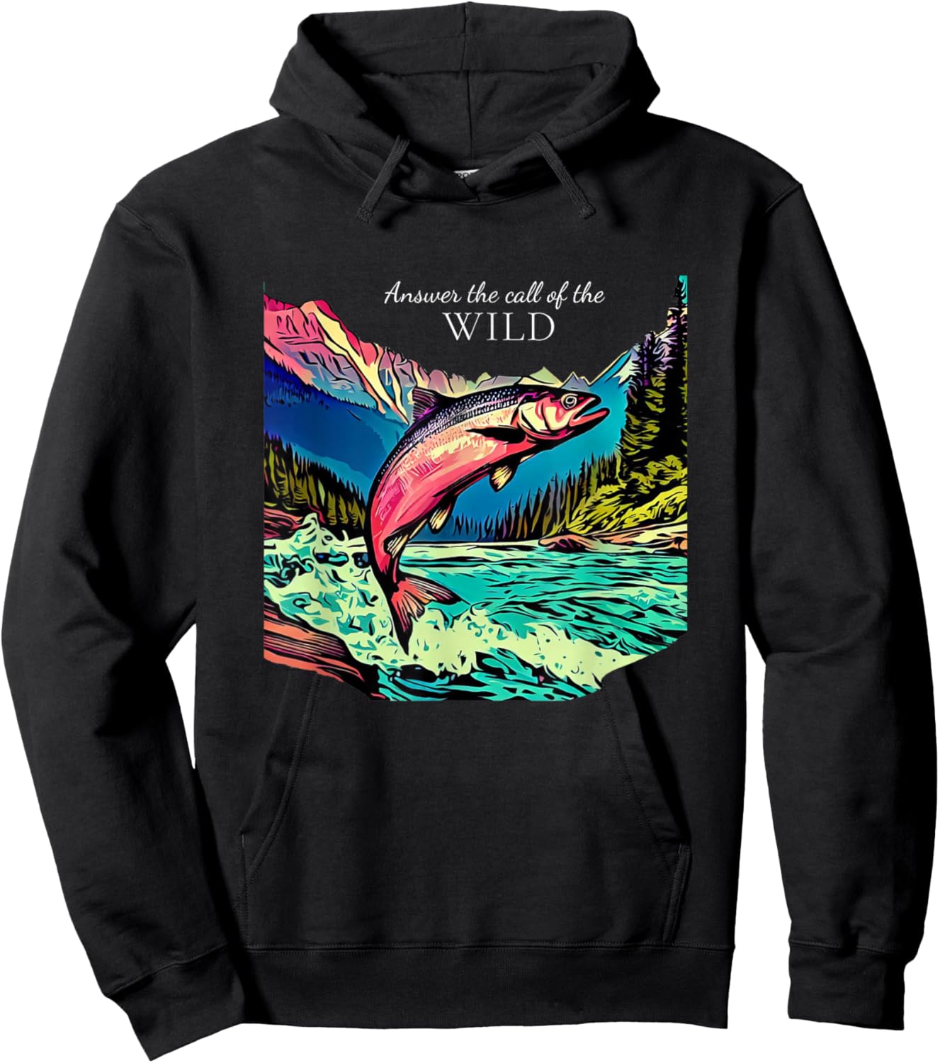 Answer the Call of the Wild Fly Fishing Outdoor Nature Hoodie - Hoodie | Black