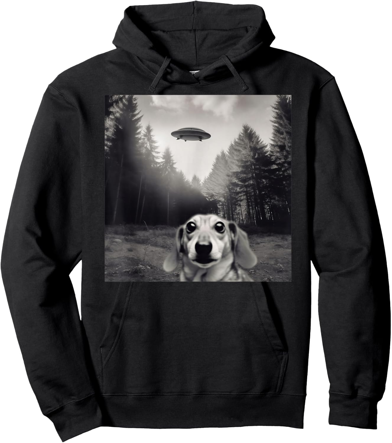 Alien UFO Funny Dachshund Dog Women Girls Kids Hoodie - Hoodie | Black