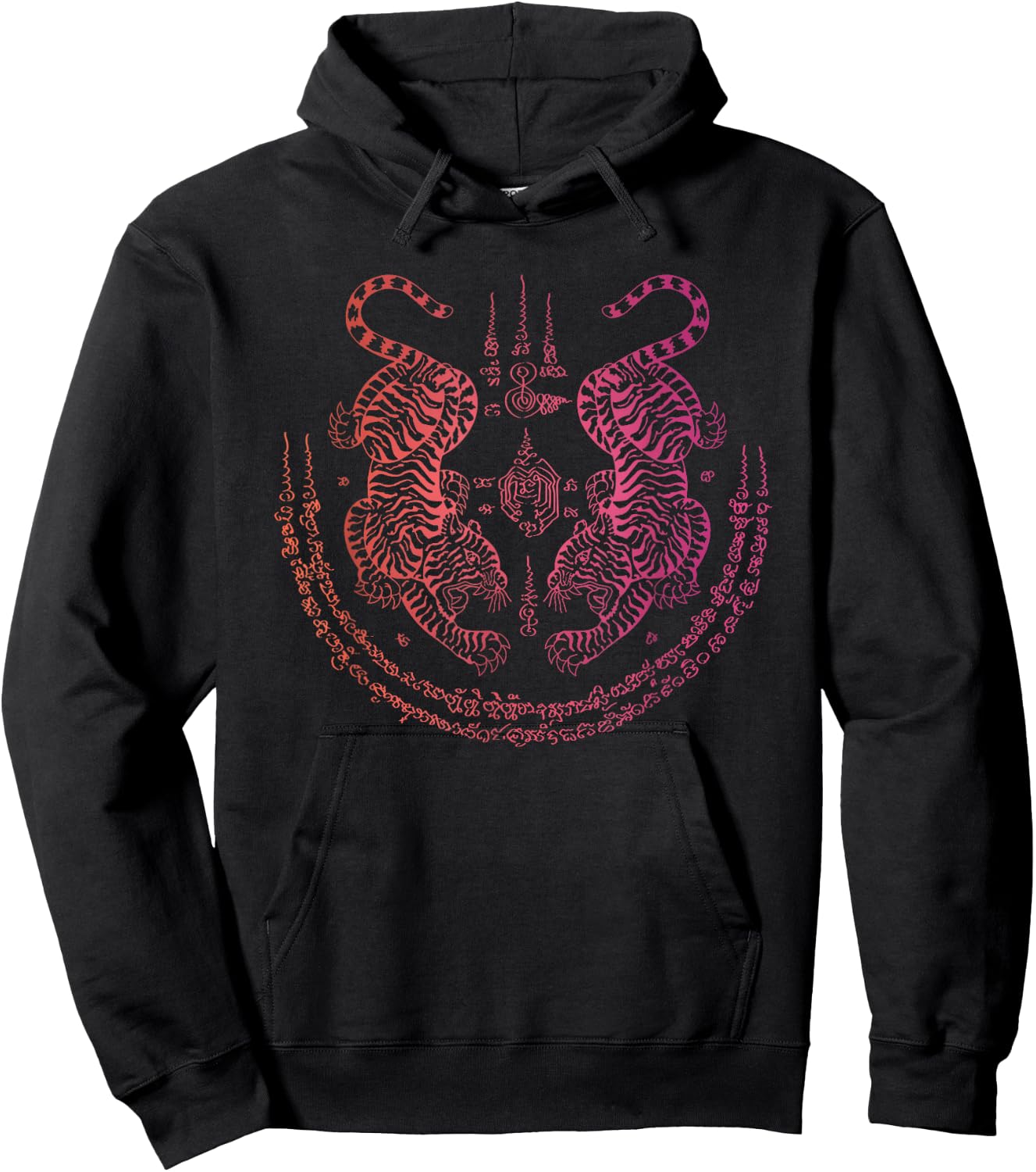 Thai Tattoo Twin Tiger Sak Yant Muay Thai Thailand Graphic Hoodie - Hoodie | Black
