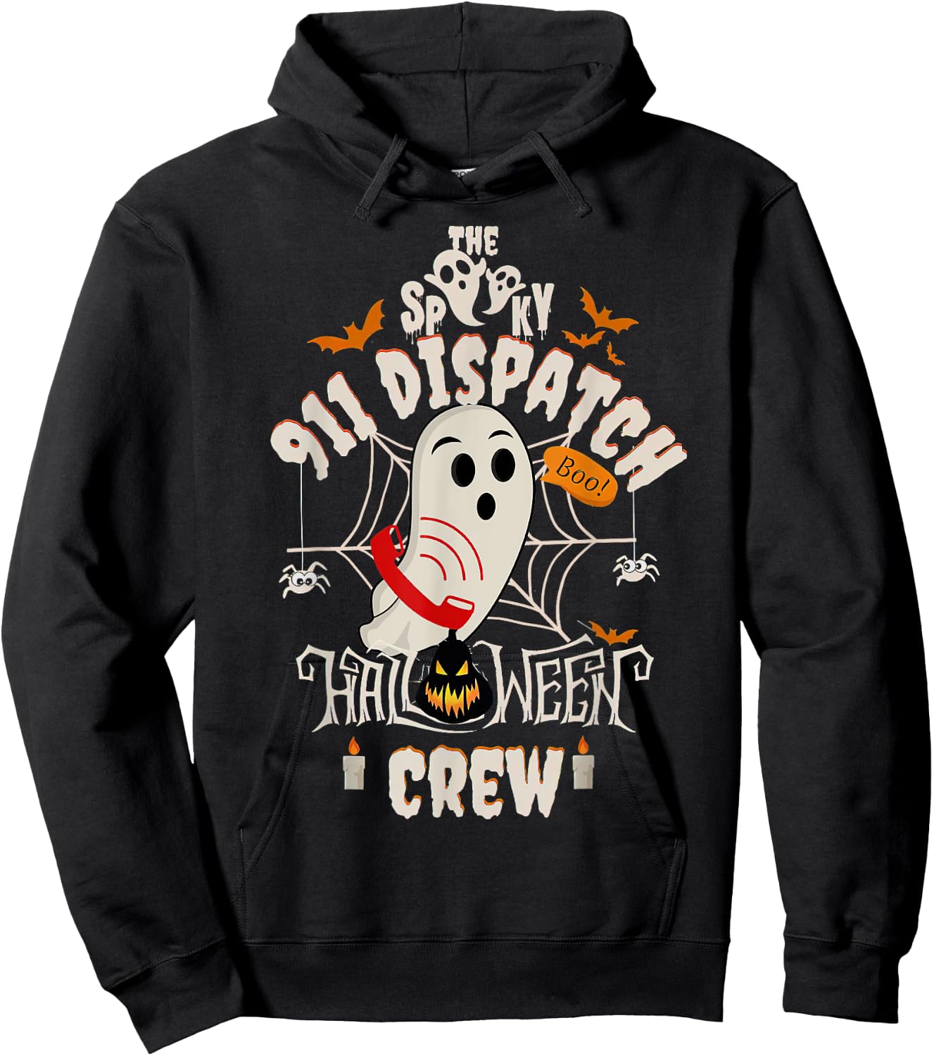 Dispatcher Boo Crew Halloween 911 Dispatch Pumpkin Costume Hoodie - Hoodie | Black