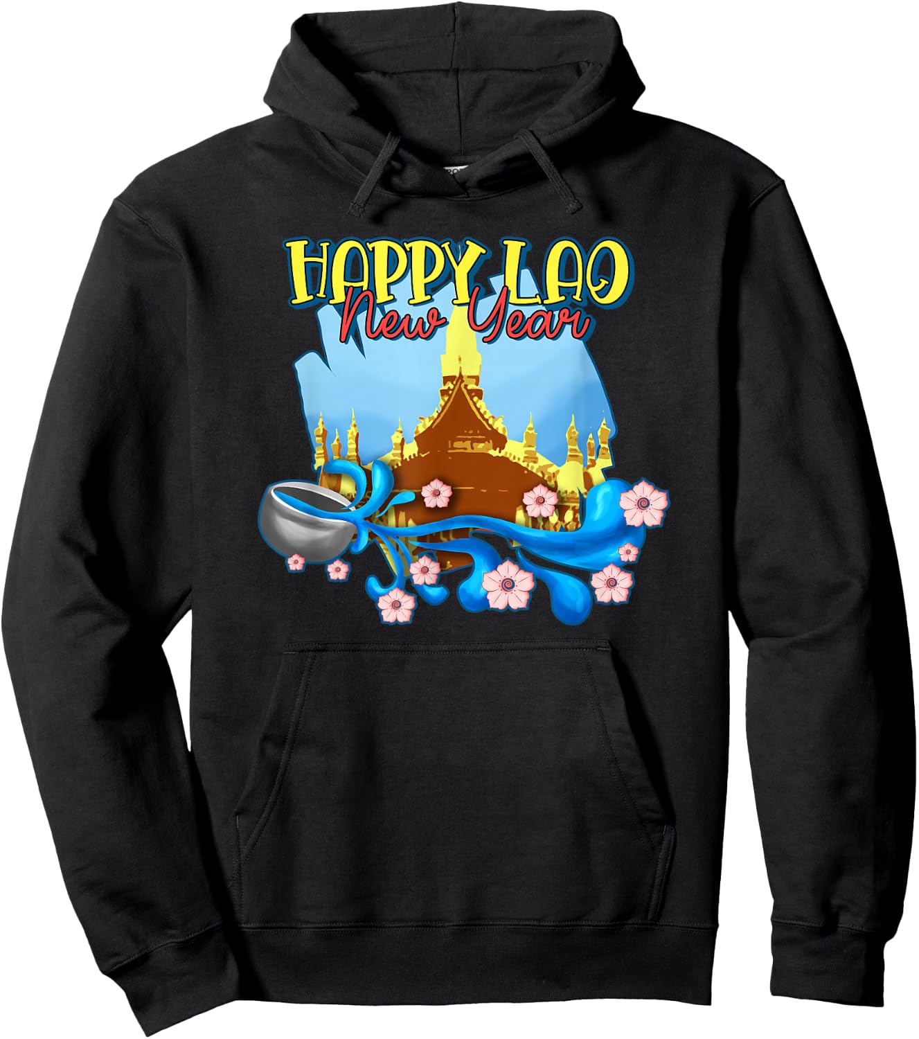 Laos Laotian Water Temple Happy Lao New Year Pi Mai Lao Hoodie - Hoodie | Black