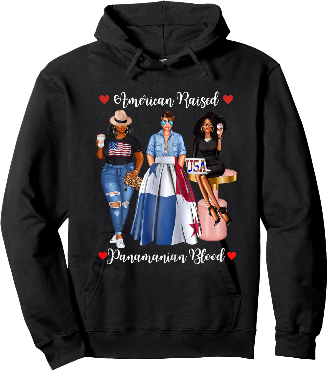 Half Panamanian Half American Raised In Panama Born In Hoodie - Hoodie | Black