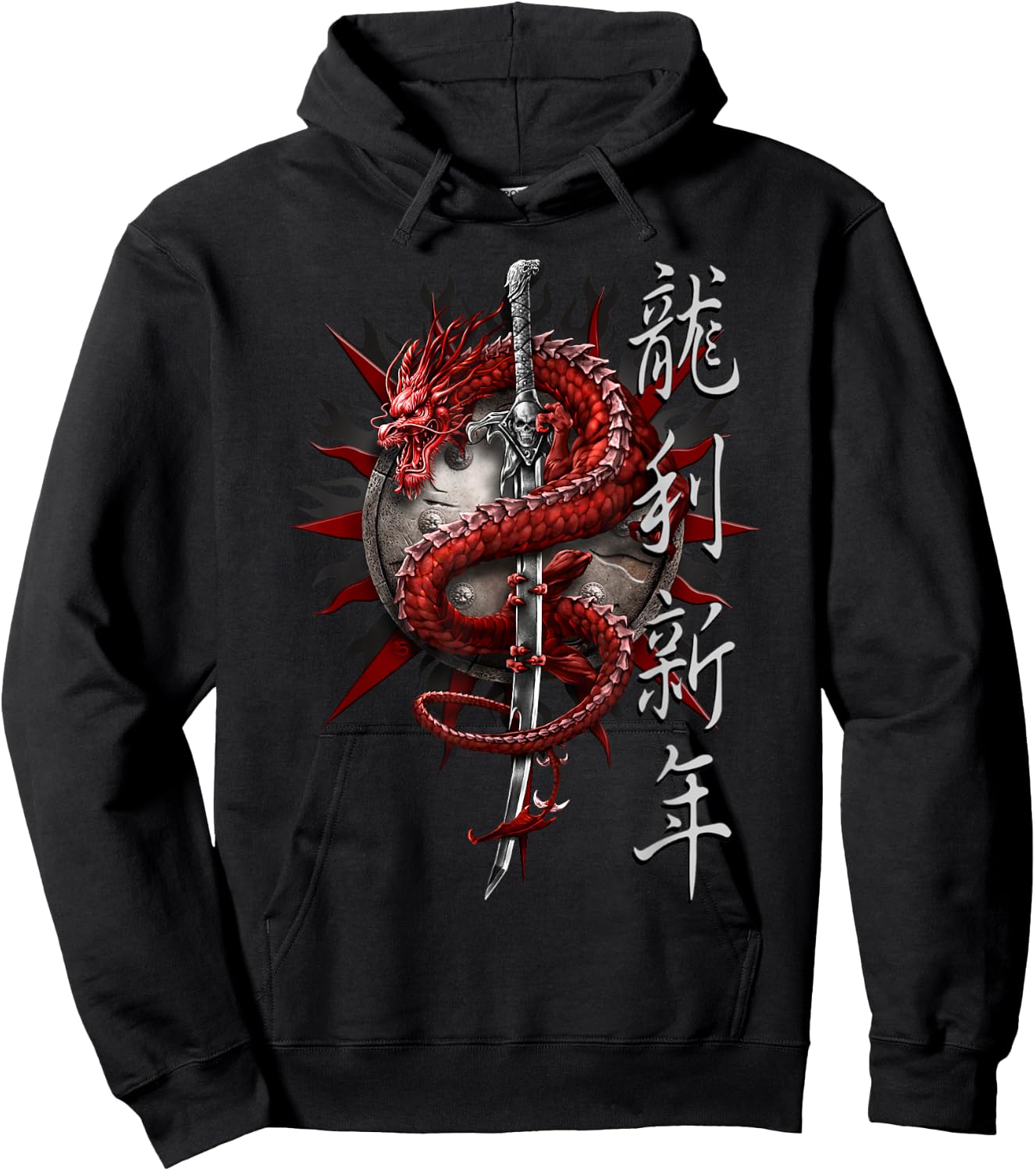 Spiral Original - Oriental Dragon - Gothic Dragon Hoodie - Hoodie | Black
