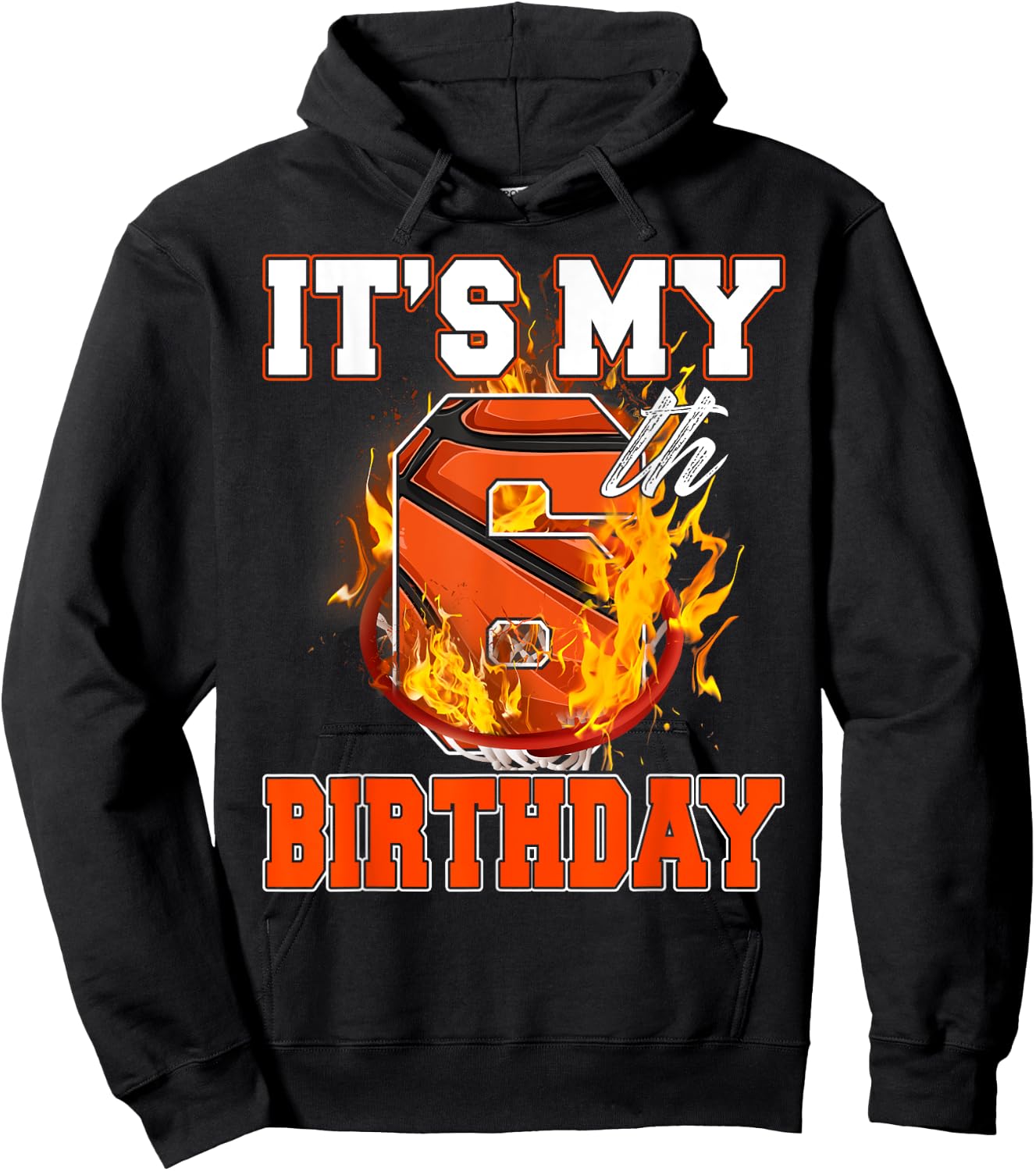 Funny It's My 6th Birthday 6 Years Old Basketball Ball Boy Hoodie - Hoodie | Black