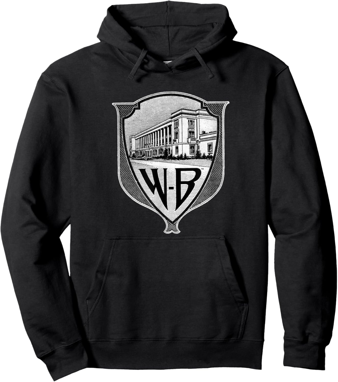 WB100 Vintage Warner Bros. Movie Studio Badge Logo Hoodie - Hoodie | Black