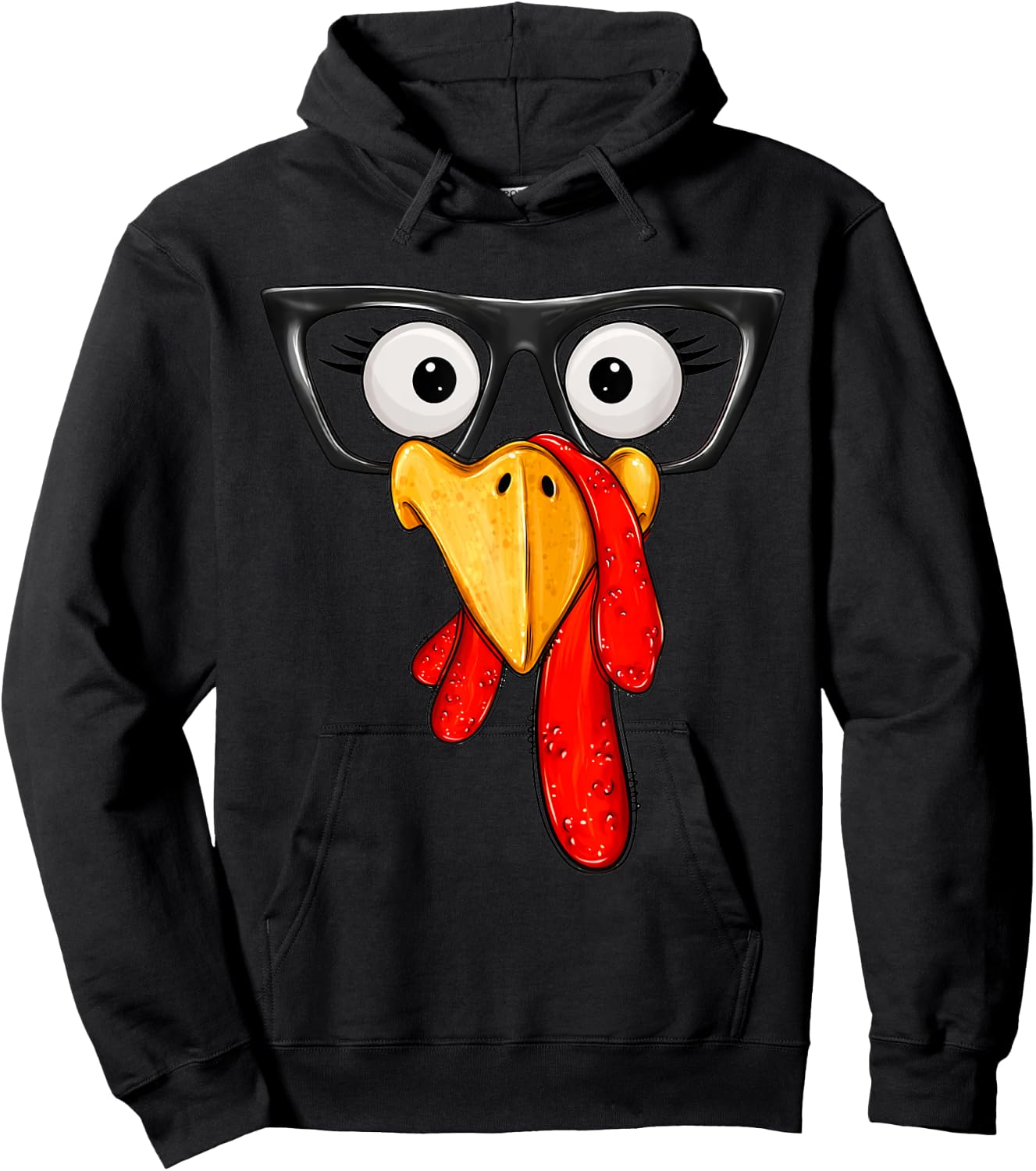 Cute Turkey Face Glasses Boys Kids Thanksgiving Family Hoodie - Hoodie | Black