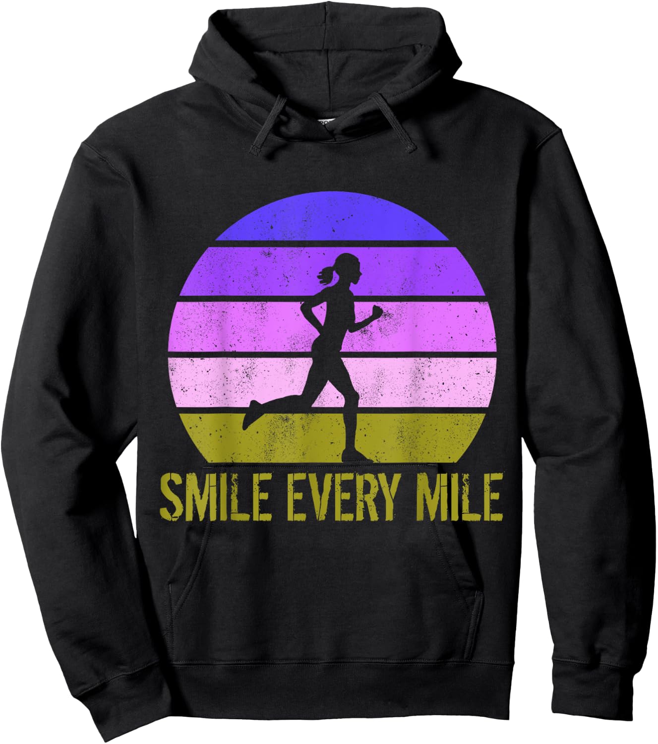 Women Running Marathon Funny Runner Smile Every Mile Hoodie - Hoodie | Black