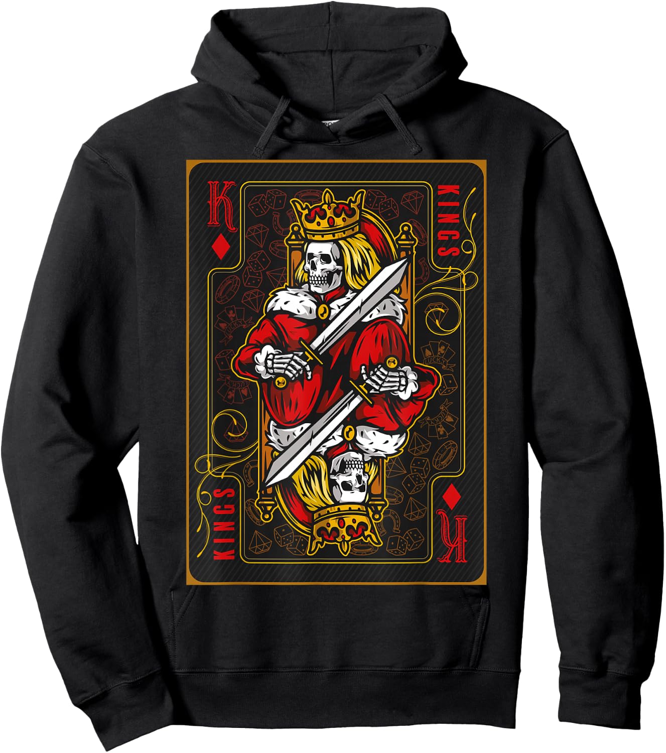 Funny Poker Player Shirts King of Diamonds Black -Adults Classic Fit Short Sleeve Small Hoodie - Hoodie | Black