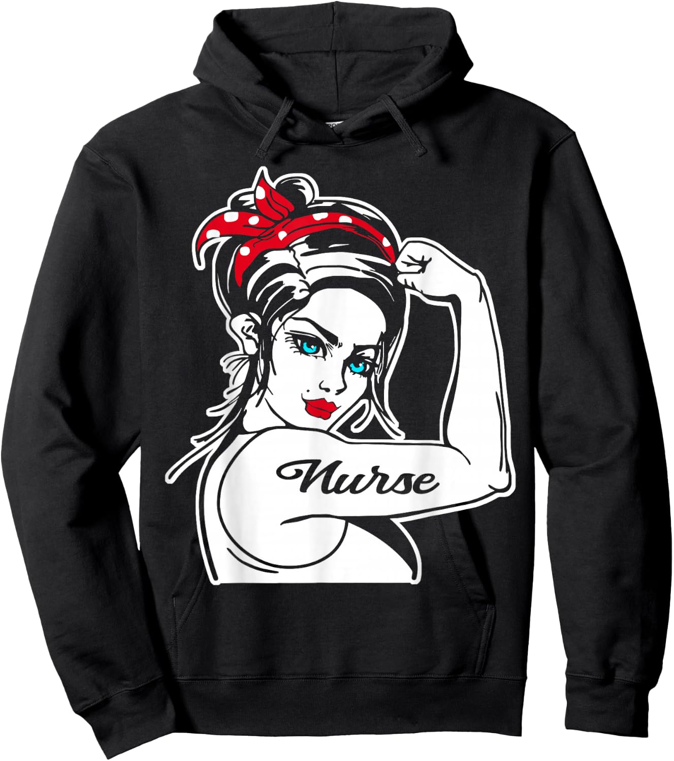 Female Nurse Rosie The Riveter Pin Up Girl Nurse Hoodie - Hoodie | Black