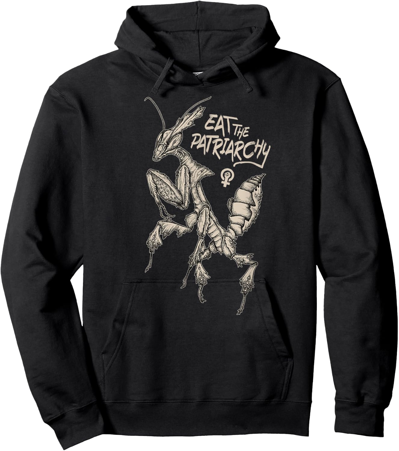 Eat the Patriarchy! Punk feminist praying ghost mantis art Hoodie - Hoodie | Black