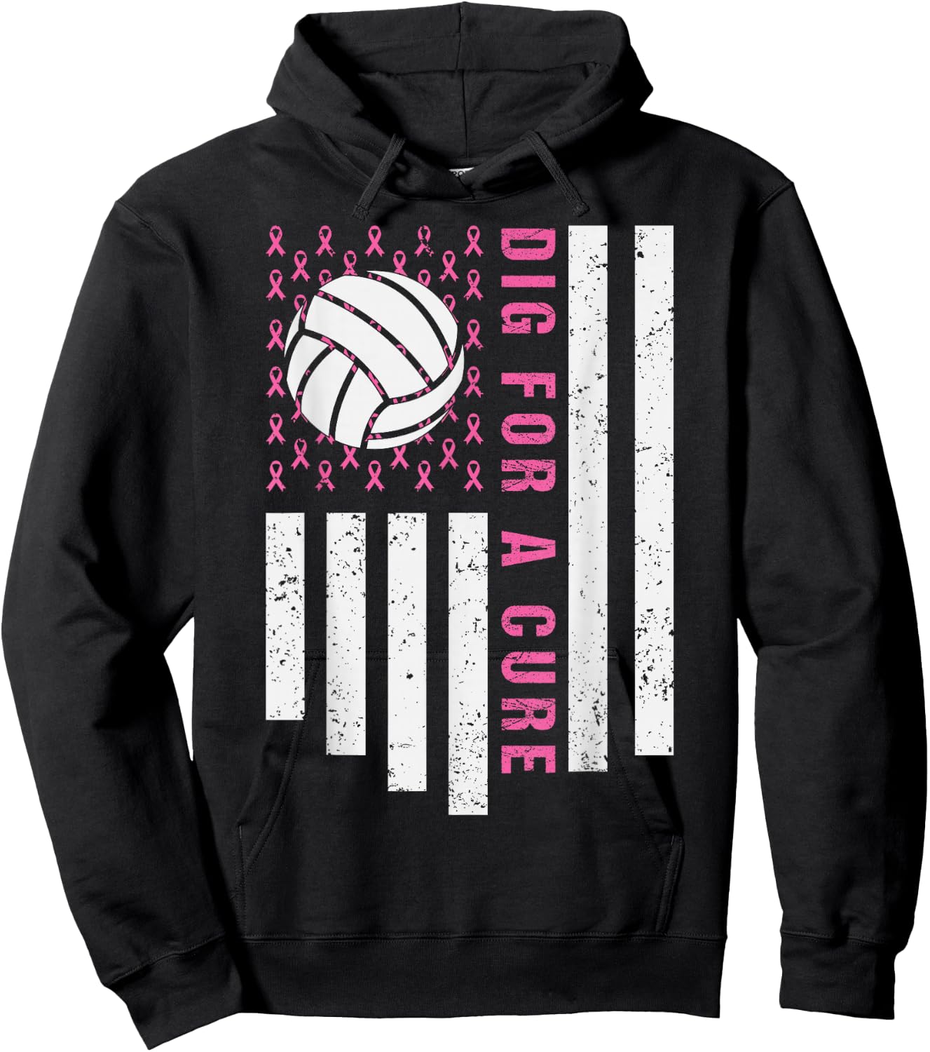 Dig For A Cure Breast Cancer Awareness Volleyball Pink Out Hoodie - Hoodie | Black